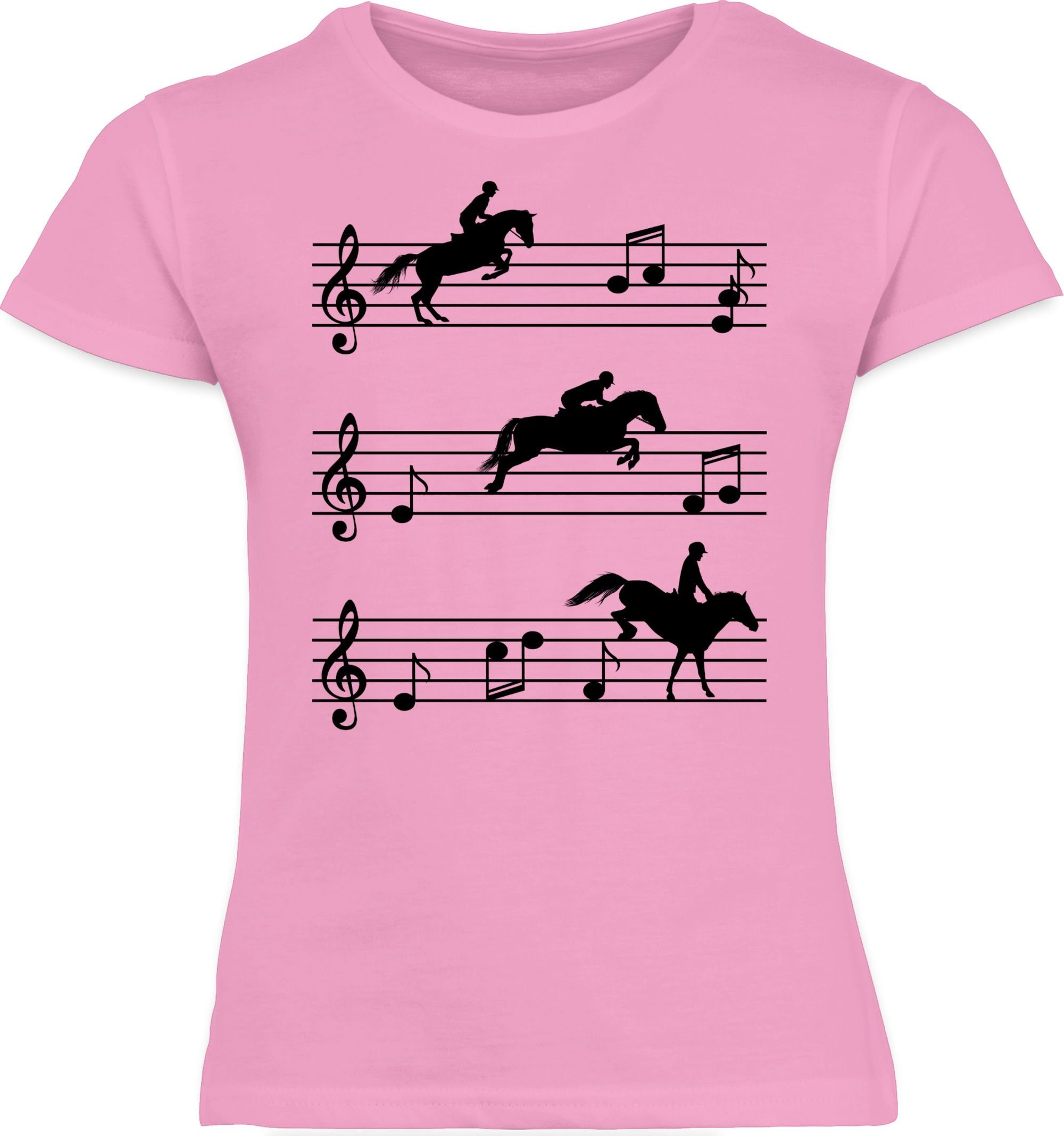 Shirtracer T-Shirt Pferde auf Musiknoten Rosa 2 Pferd - schwarz