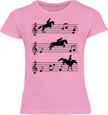 Shirtracer T-Shirt Pferde auf Musiknoten - schwarz Pferd