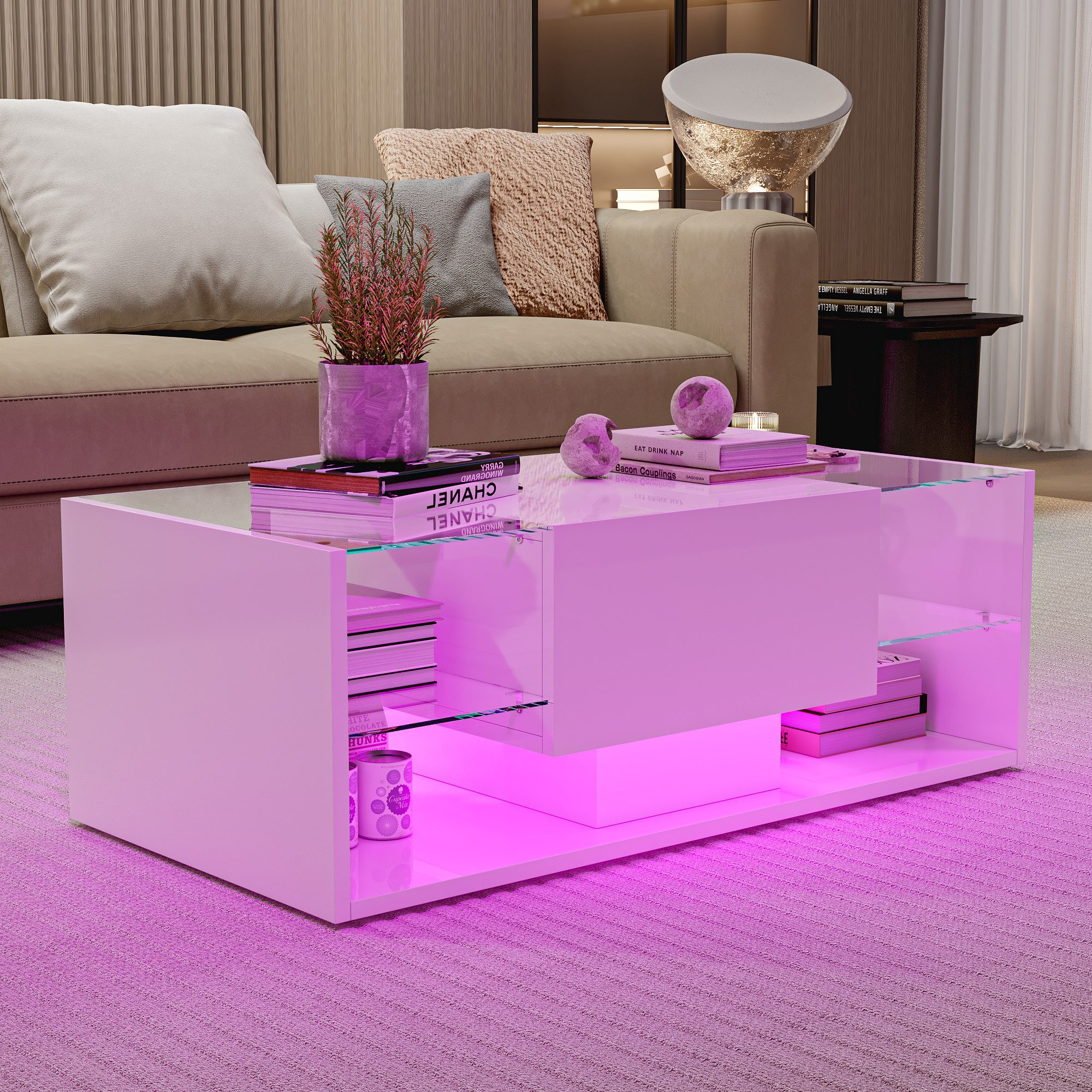 Furnishings Home Couchtisch Ablagetisch LED Beistelltisch günstig online kaufen