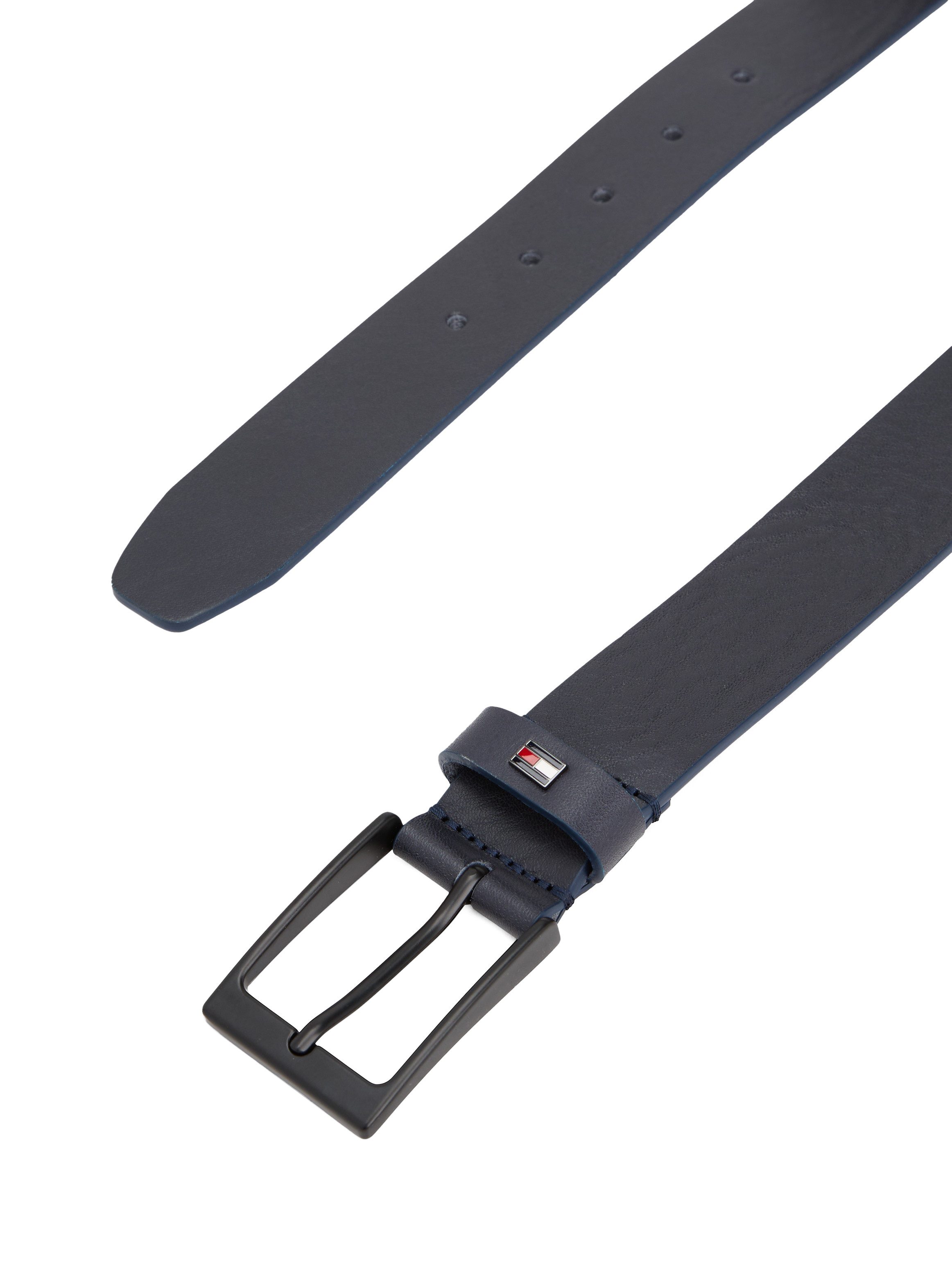 Tommy Hilfiger Ledergürtel LAYTON 3.5 cm breit Metallpatch, Einfachdornschließe