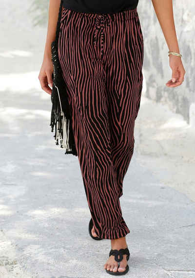LASCANA Strandhose mit Zebradruck und Taschen, Jerseyhose, Relaxhose