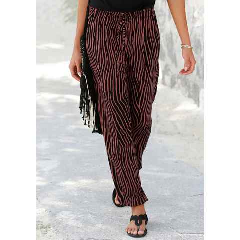 LASCANA Strandhose mit Zebradruck und Taschen, Jerseyhose, Relaxhose