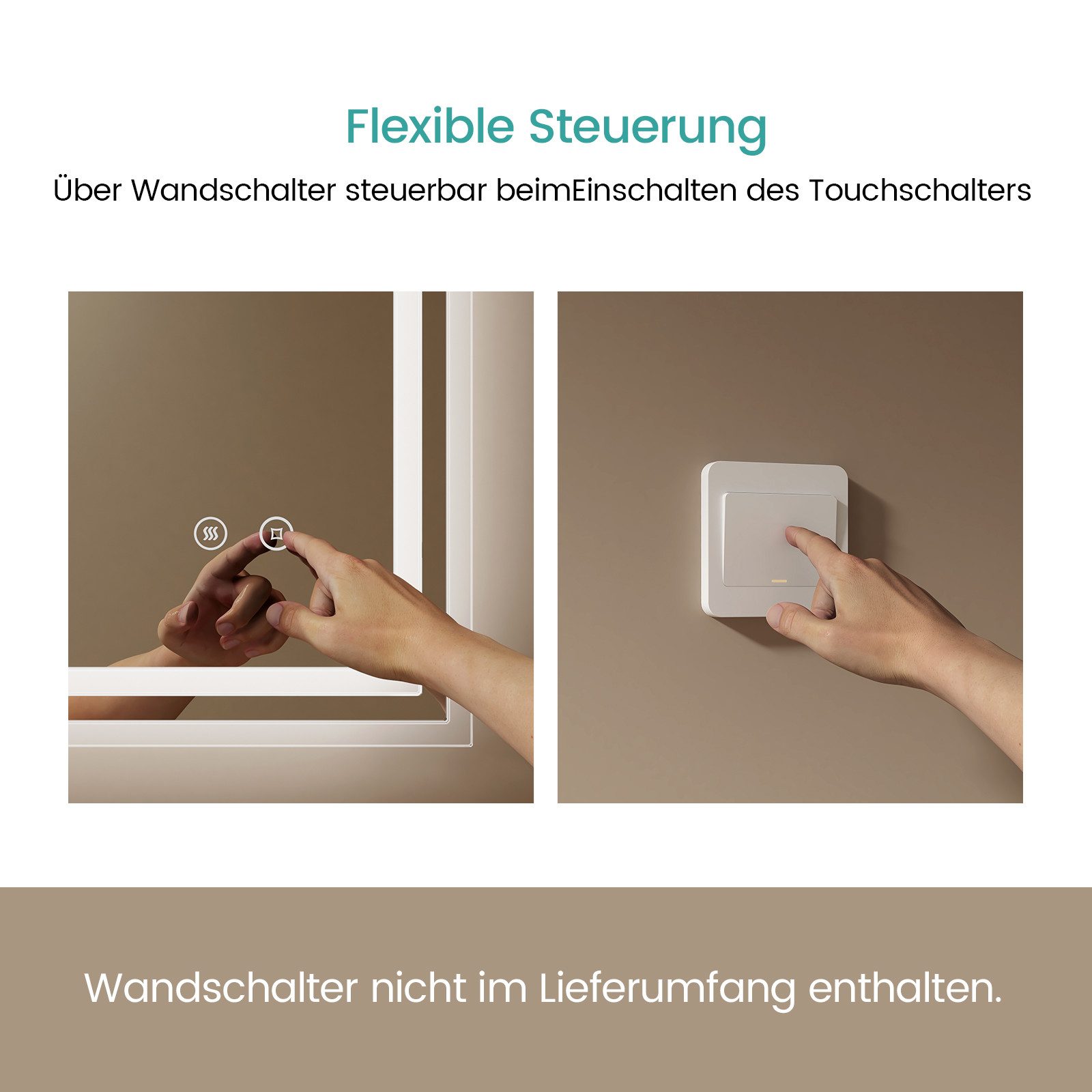 EMKE Badspiegel mit Touch 6500K LED-Beleuchtung günstig online kaufen