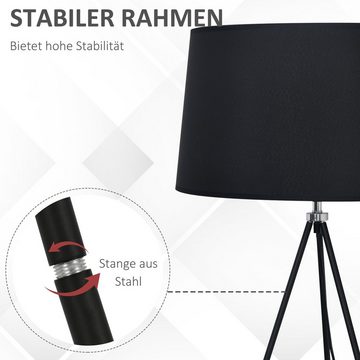 HOMCOM Stehlampe, Ein-,Ausschalter, 1 x E27 bis 40 W (nicht im Lieferumfang enthalten), Standleuchte, Skandinavisch Stoff + Metall schwarz ∅73 x 156 cm