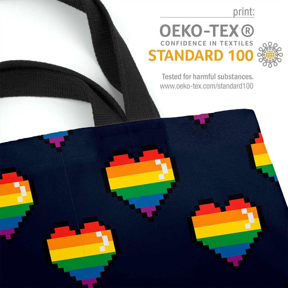 VOID Henkeltasche (1-tlg), 8-Bit Regenbogen Herz Digital Herzen Game flag Gay Boy pa Pride pride