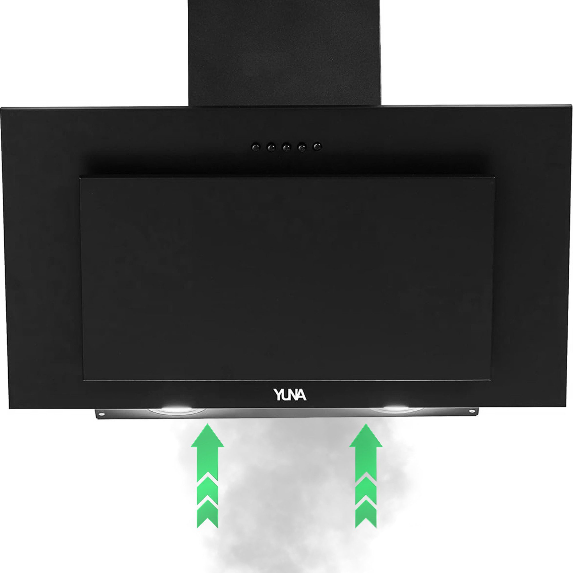 YUNA Kopffreihaube YUNA Dunstabzugshaube Schräghaube Siva 1360Y, 60cm Einbaubreite YUNA Dunstabzugshaube Schräghaube Siva 1360Y, 60cm Einbaubreite, 60 cm breit, LED-Beleuchtung, Ab- & Umluft, ausziehbarer Teleskopkamin