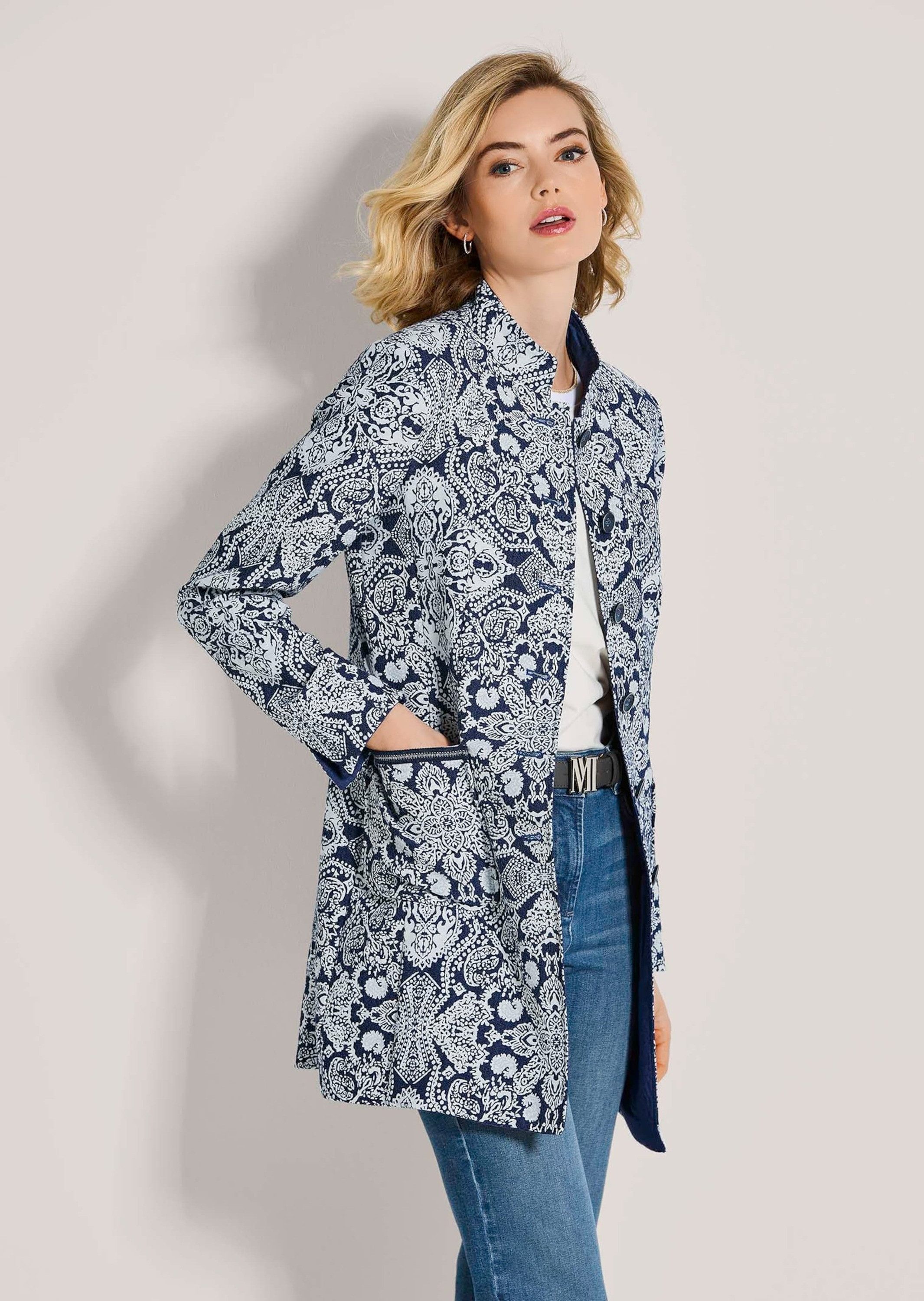 Longblazer Gehrock mit Jacquard-Muster