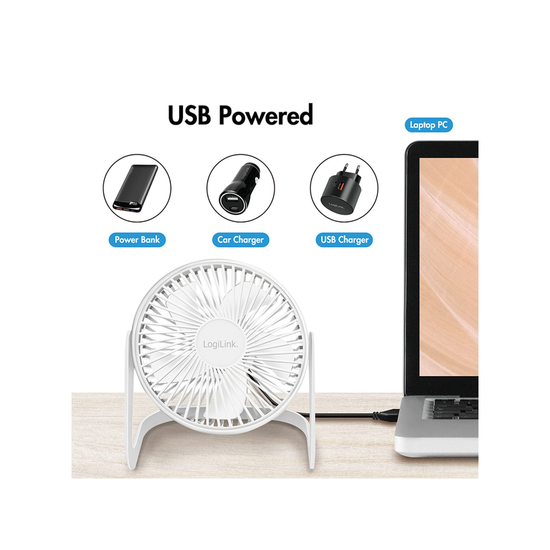 LogiLink Standventilator LOGILINK USB-Ventilator UA0403