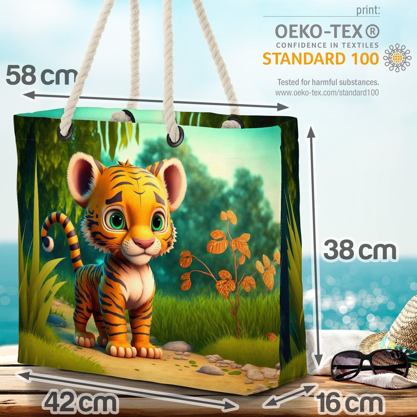 VOID Strandtasche (1-tlg), Zeichentrick Dschungel Tiger katze Baby Kind Kind Safari tiger plüsch