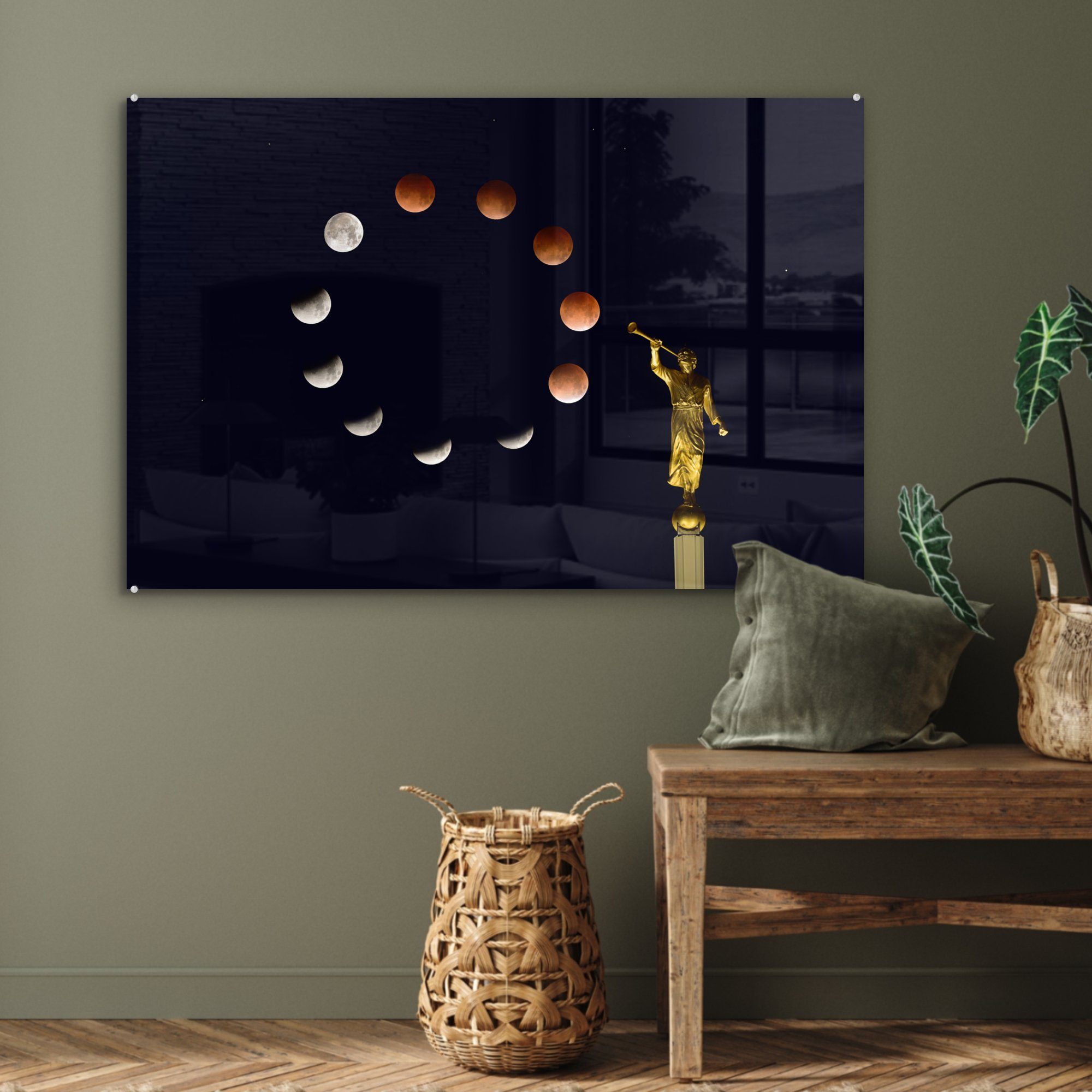 - Mond Acrylglasbilder Acrylglasbild (1 MuchoWow Bild Schlafzimmer St), - & Wohnzimmer Nacht,