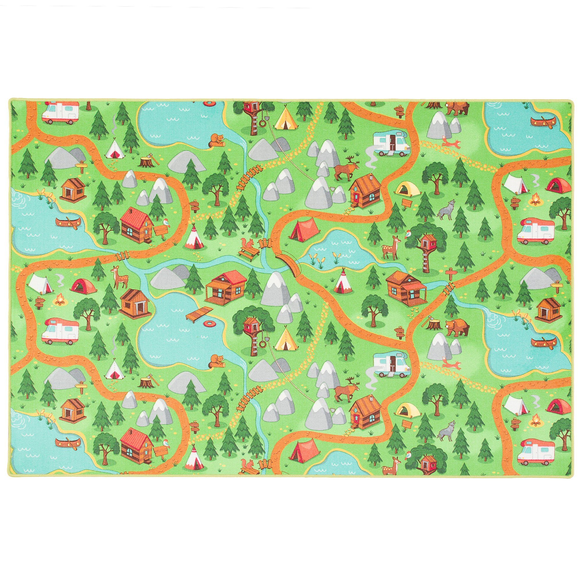 Snapstyle Kinderteppich Kinder Spiel Teppich Campingplatz, Rechteckig, Höhe: 5 mm
