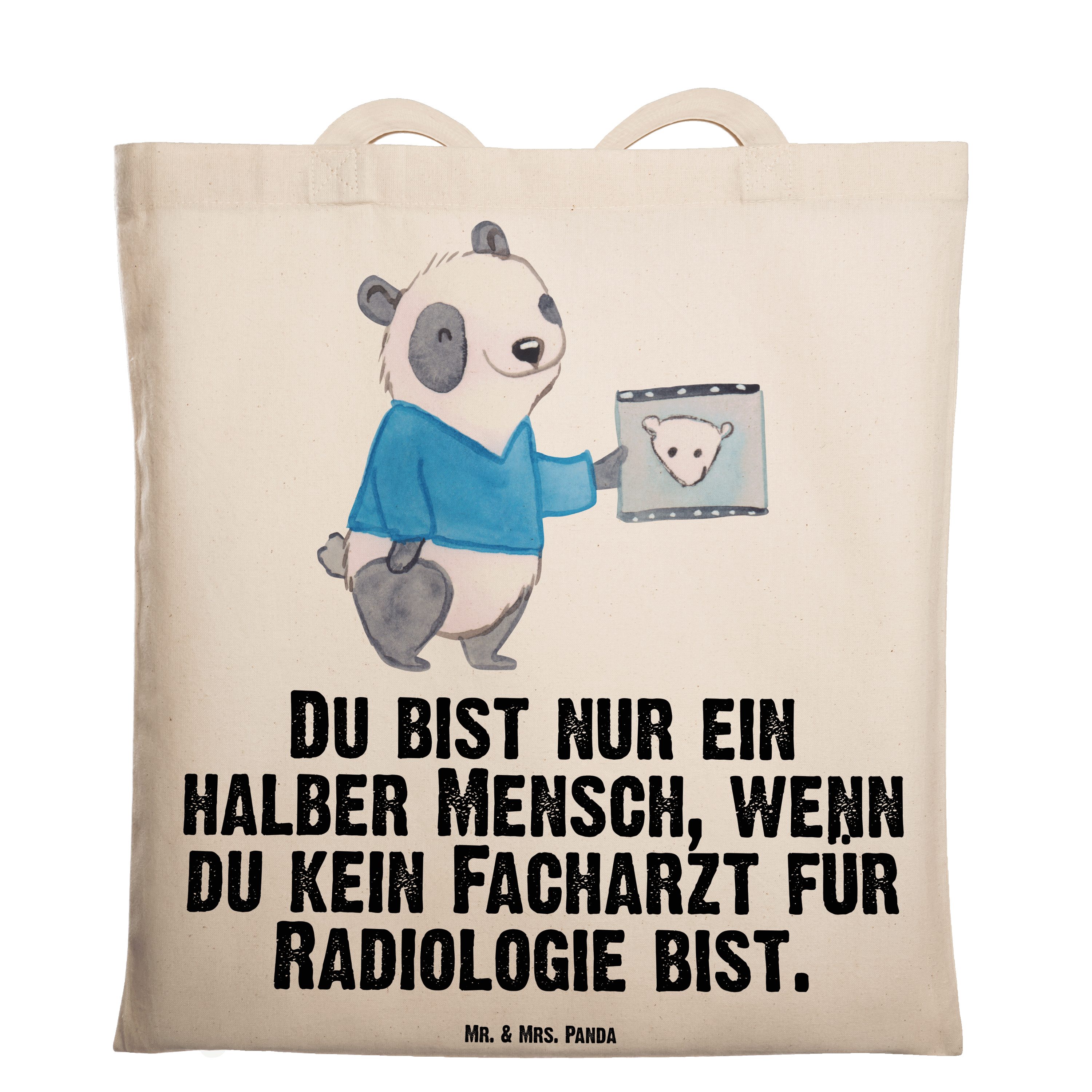 Mr. Panda Facharzt Firma, (1-tlg) - Tragetasche - Geschenk, für Mrs. & Herz Transparent Radiologie Jub mit