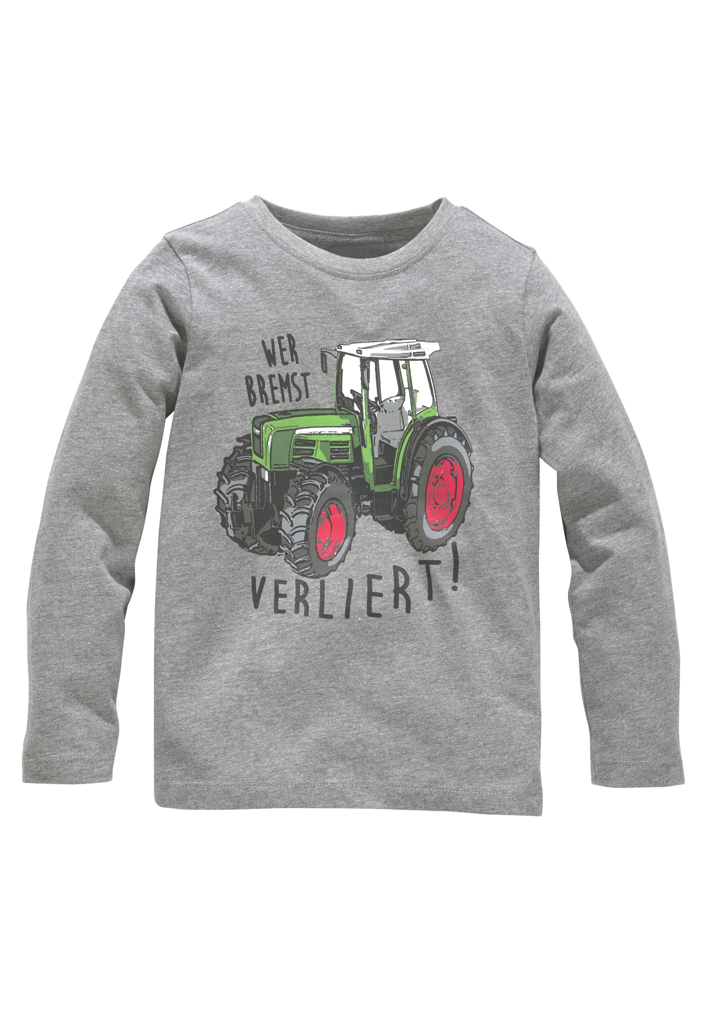 KIDSWORLD Langarmshirt WER BREMST, VERLIERT! Langarm, dehnbares Material, aus Baumwolle und Viskose