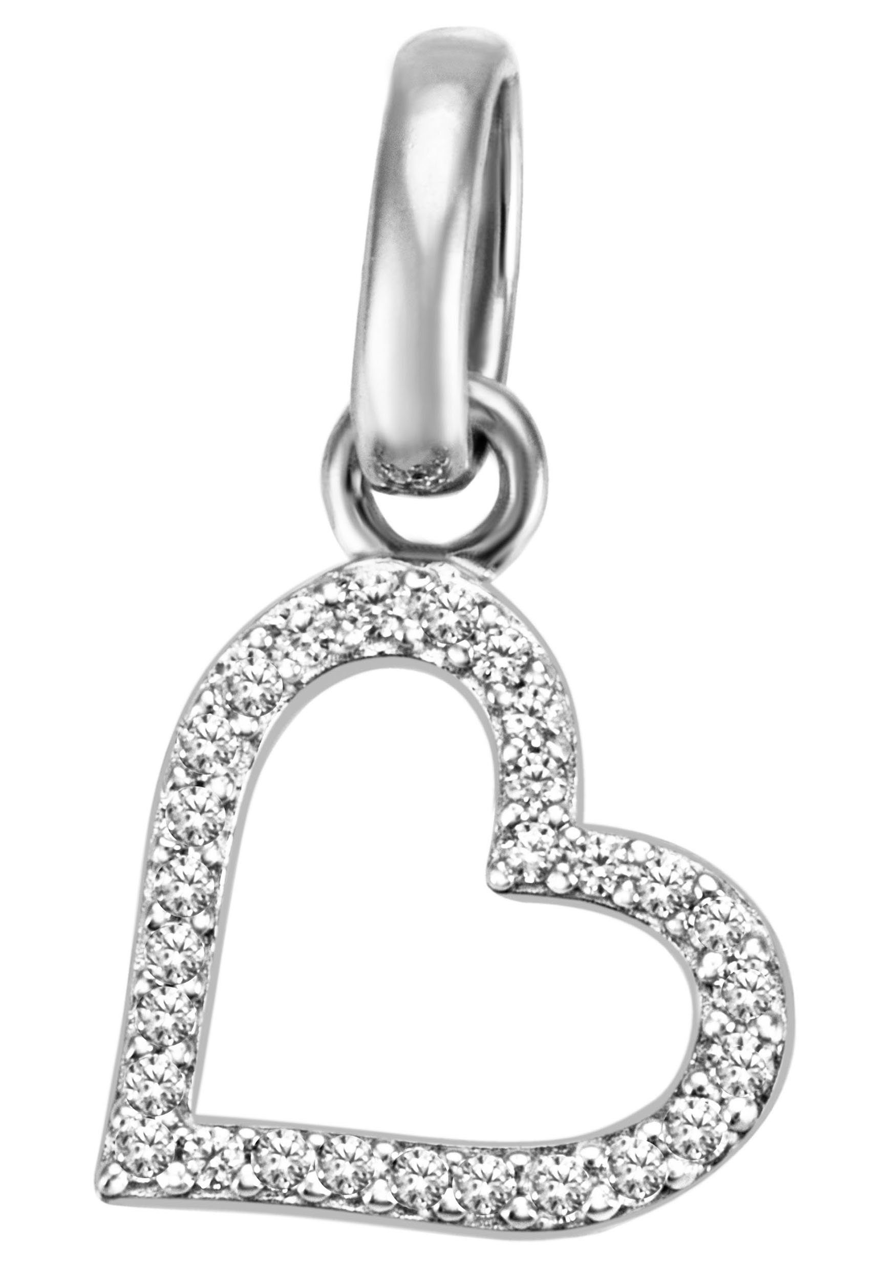 Firetti Kettenanhänger Schmuck Geschenk Silber 925 Halsschmuck Anhänger Herz "LIEBE", mit Zirkonia (synth)