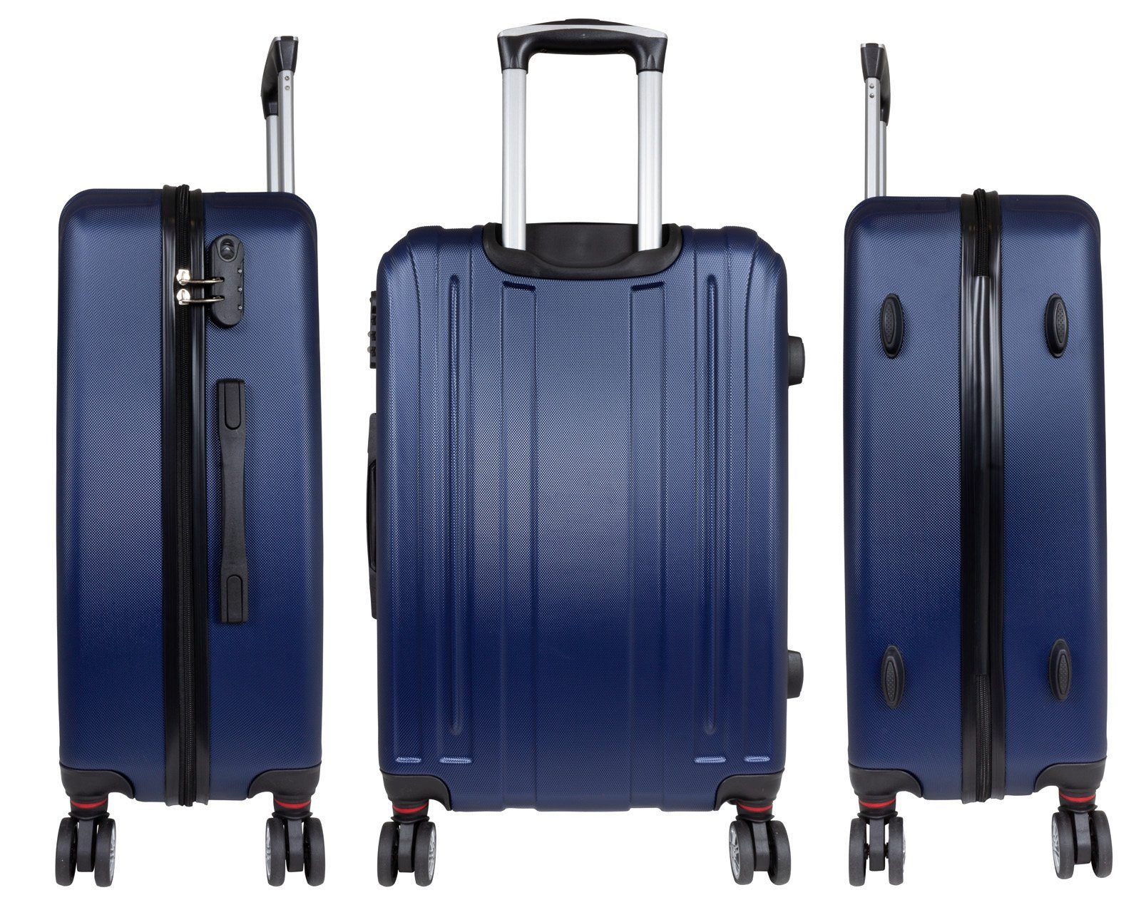 Trendyshop365 Kofferset Kofferset 3tlg Hartschale ABS Reisekoffer Set mit Zahlenschloss, 4 Rollen, (Hartschale, 3 tlg., Trolley), Zwillingsrollen, Zahlenschloss, robust und leicht