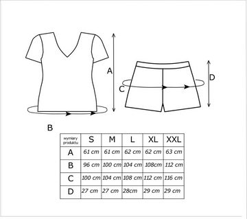 Donna Shorty Schlafanzug kurz unifarben T-Shirt Shorts mit Spitze (Set, 2 tlg., 1 Stück) premium Viskose, Made in Europa