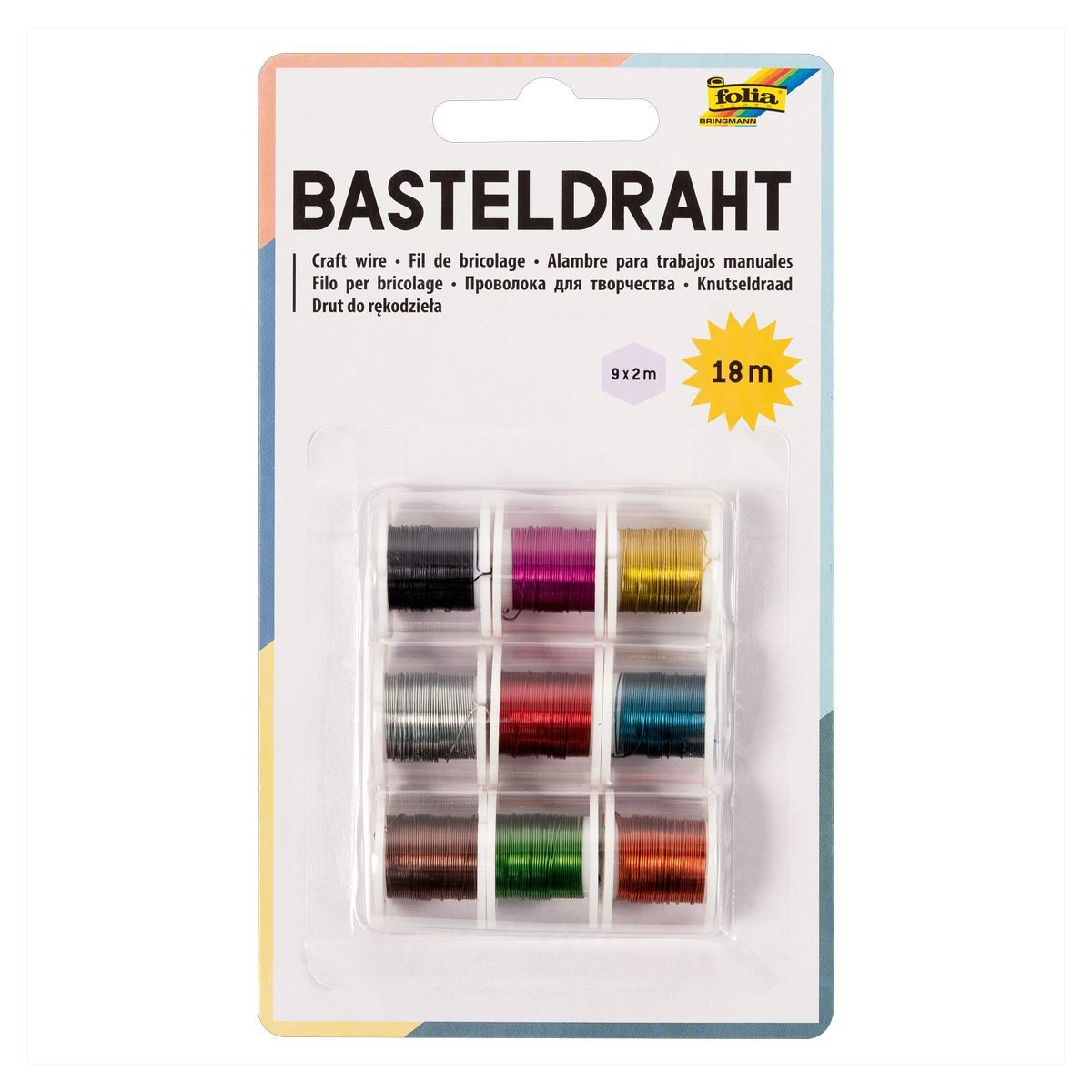 Folia Basteldraht folia Basteldraht Set mehrfarbig 9x2m