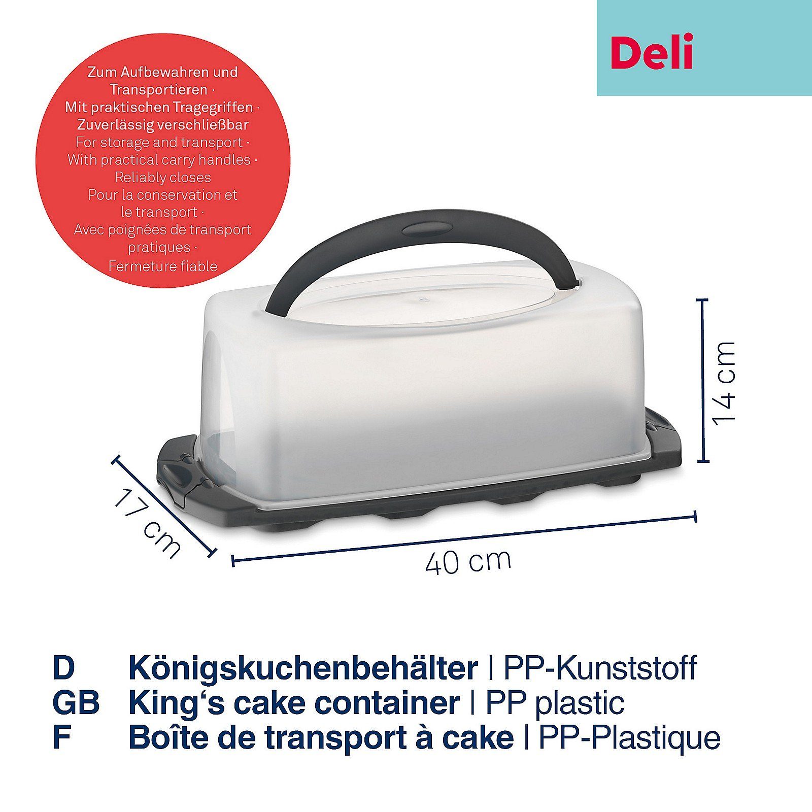kela Kuchentransportbox Deli, PP-Kunststoff, Tragegriffe, temperaturbeständig von -40°C bis 100°C
