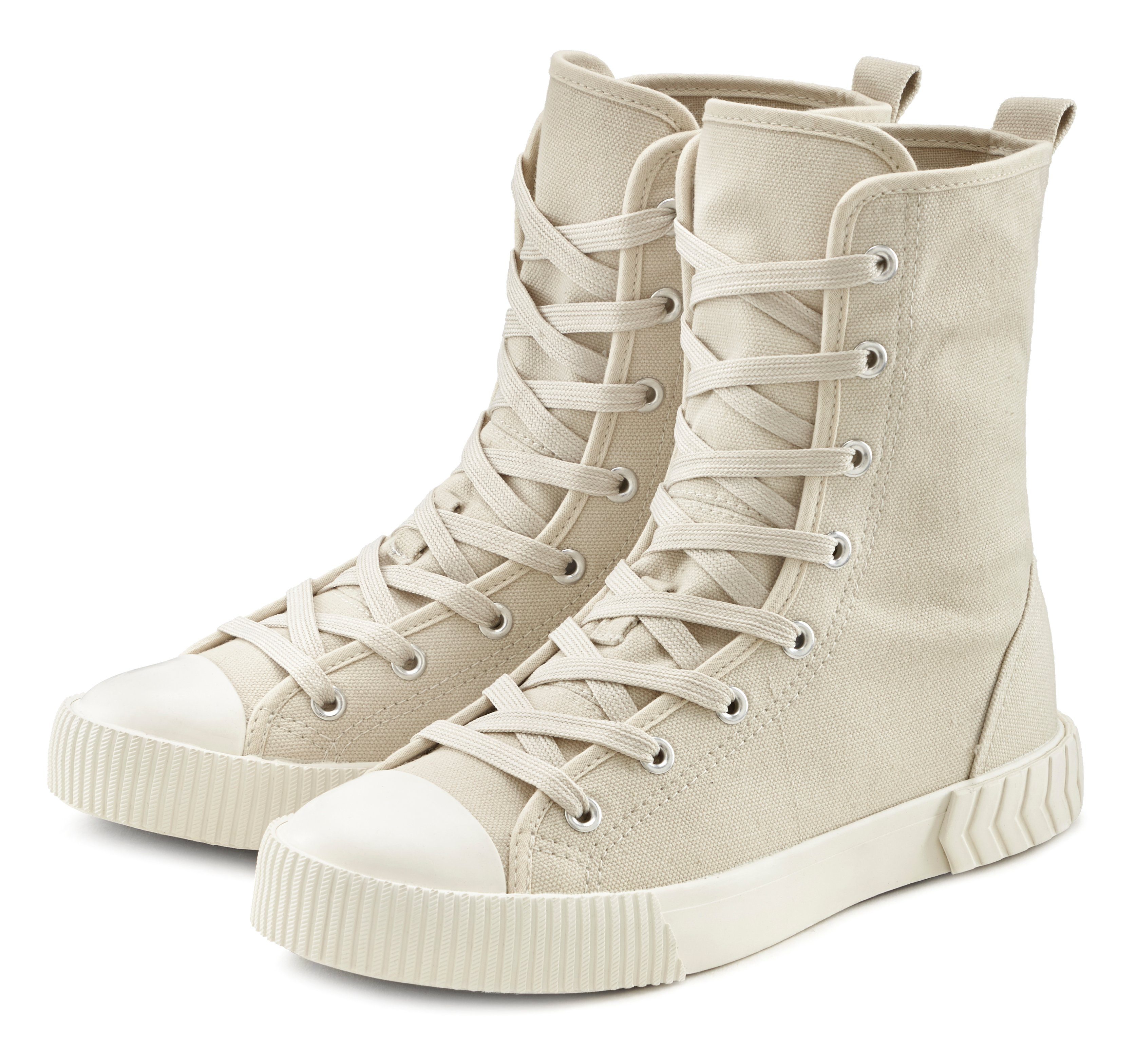 LASCANA Stiefelette High Top Sneaker aus Textil im trendigen Combat Look  online kaufen | OTTO