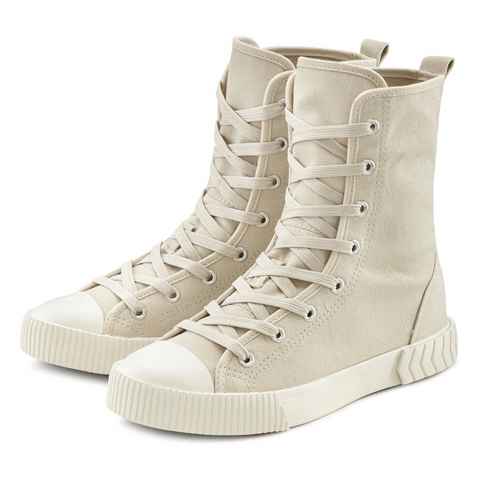 LASCANA Stiefelette im Combat Look, High Top Sneaker, Schnürschuh, Textil-Boots