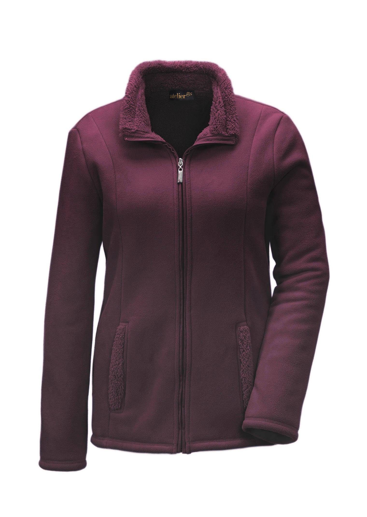 Kuschelweiche GOLDNER Fleece-Jacke Fleecejacke aubergine