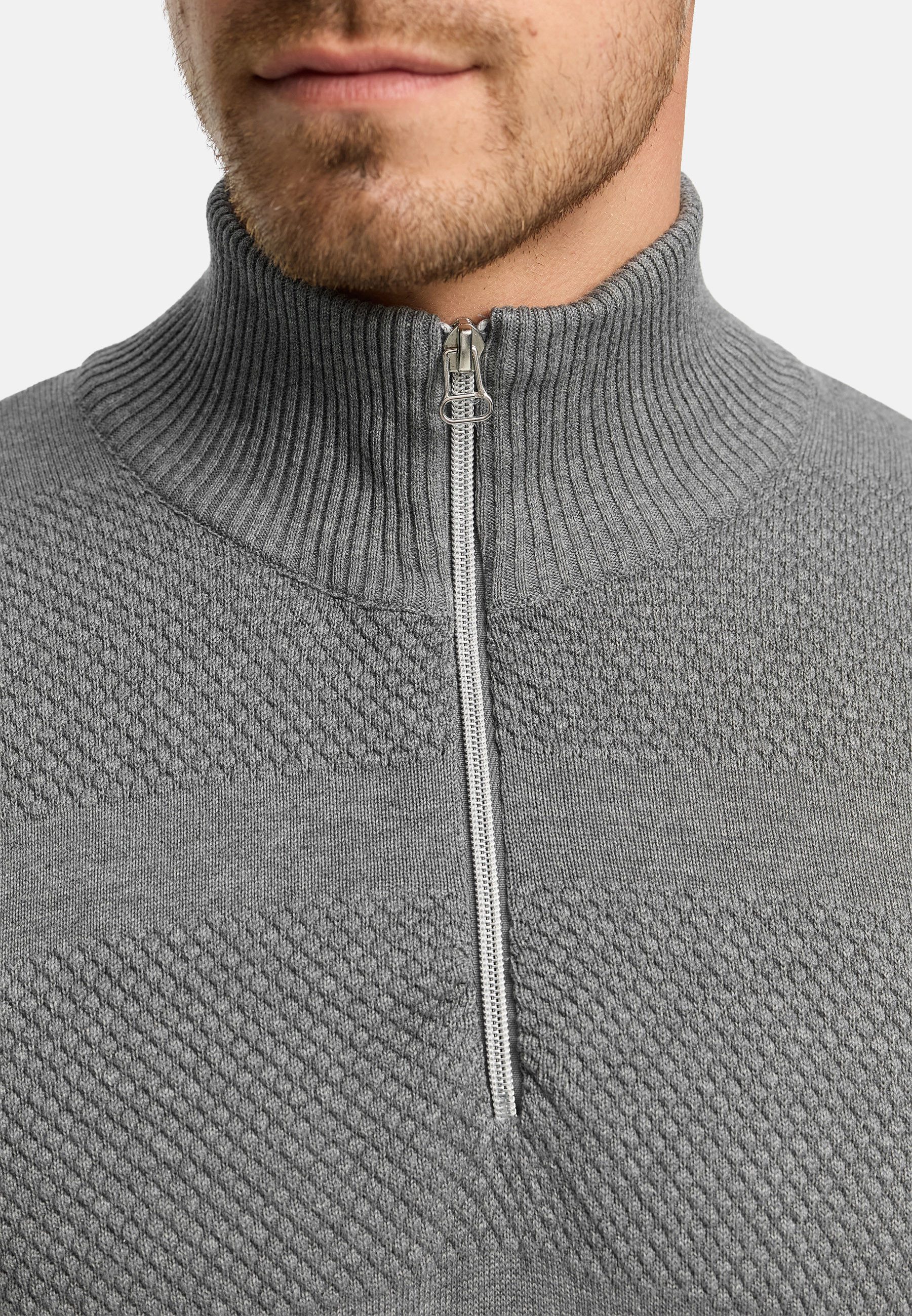 Kronstadt Strickpullover Herren KSHannes Half-Zip Pullover Herrenpullover aus hochwertigem Jaquard-Feinstrick