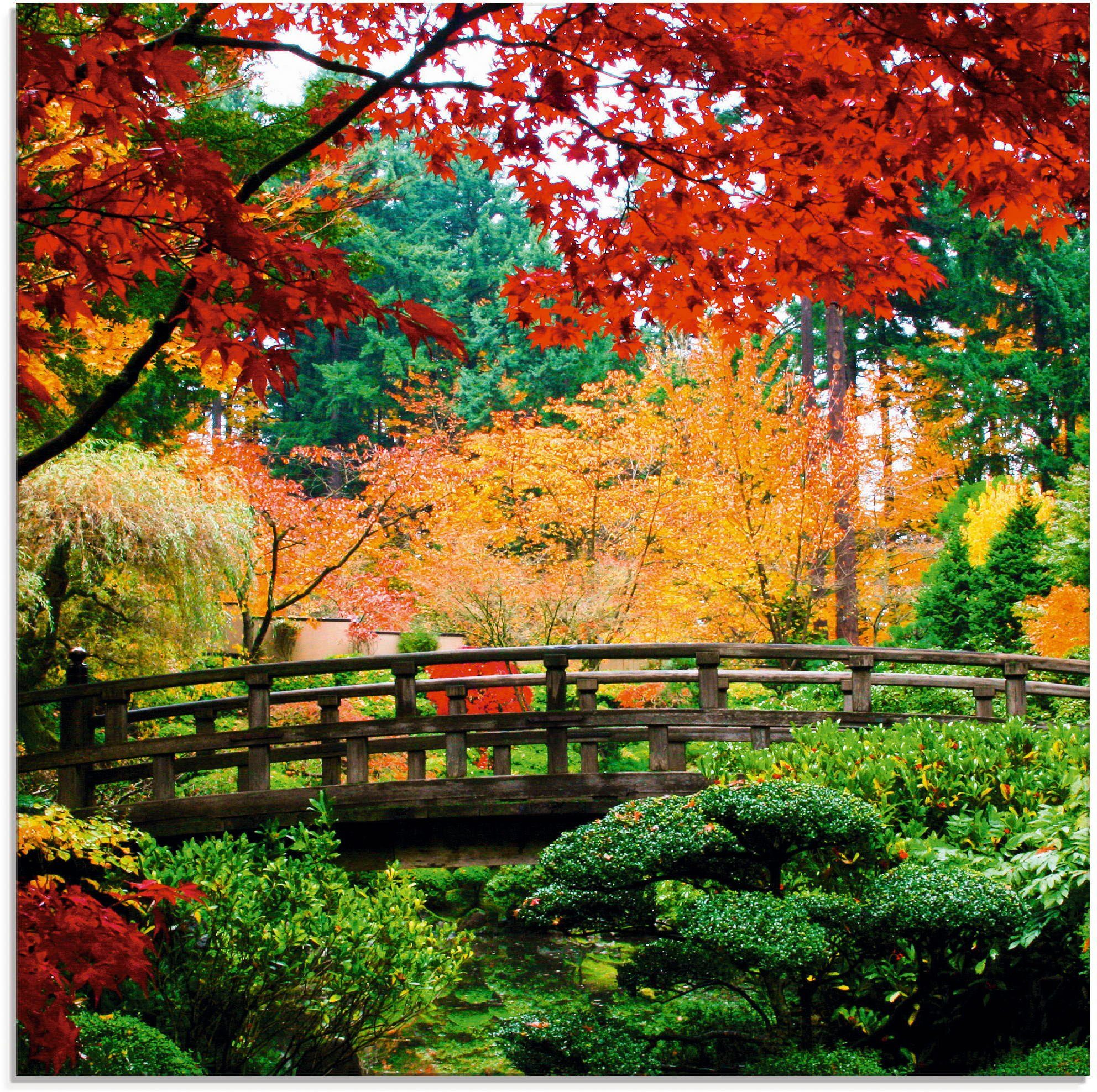 Artland Glasbild Eine Brücke im japanischen Garten, Brücken (1 St), in verschiedenen Größen