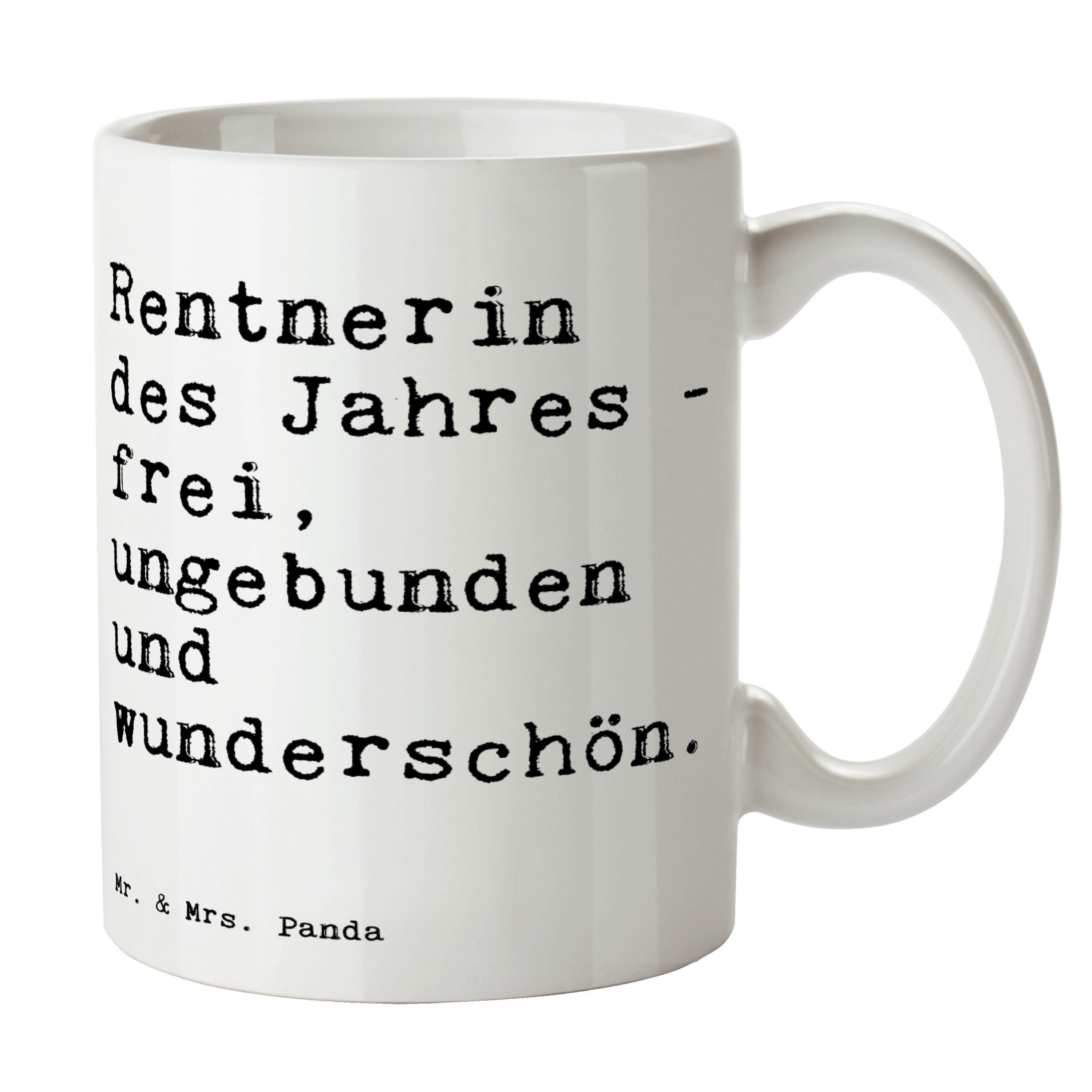 Keramik lustig, Mrs. & - Weiß Rentnerin Spr, Panda - Geschenk, Jahres Kaffeetasse, -... Tasse Mr. des