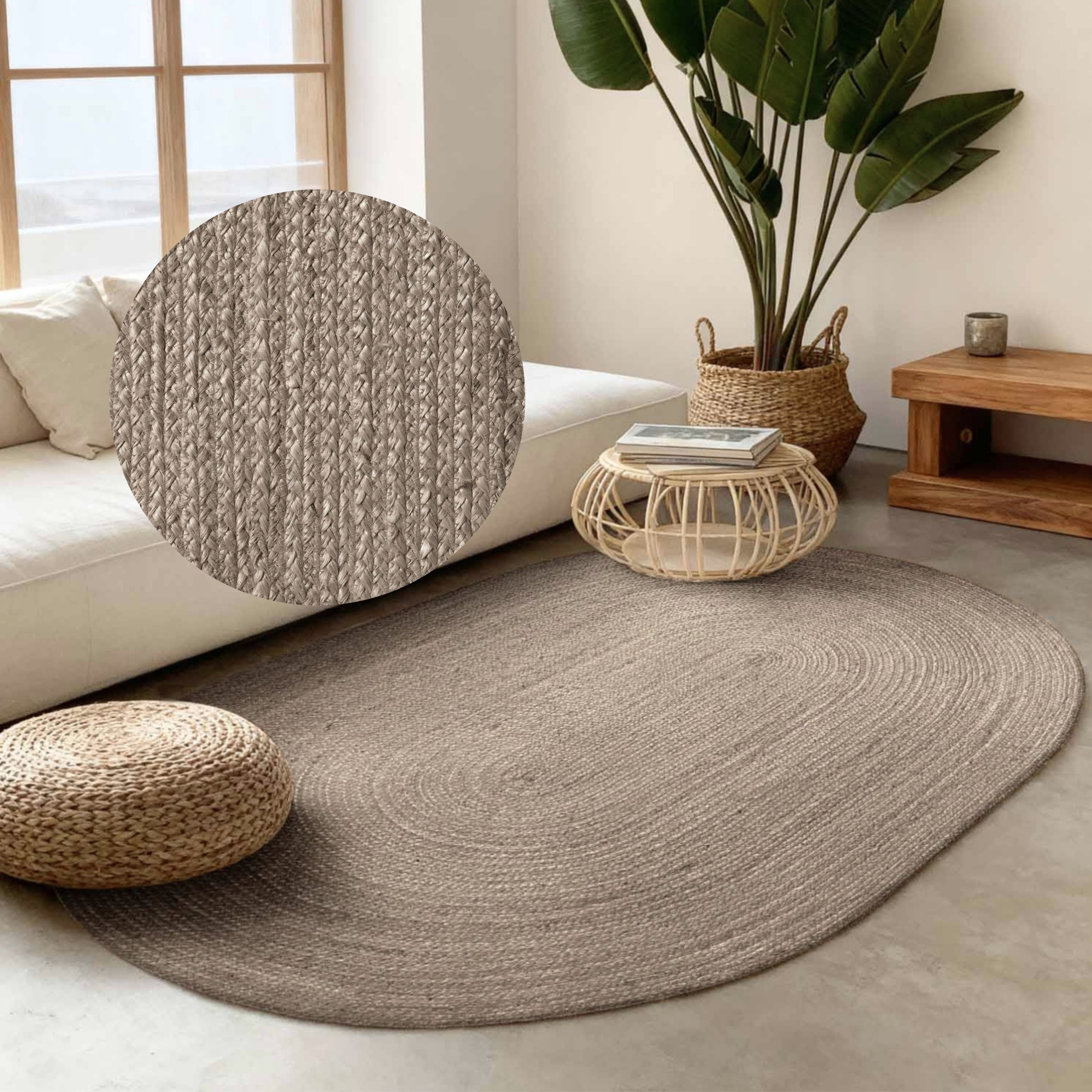 HANSE Home Teppich Rangpur Juteteppich, in rund und oval, oval, Höhe: 10 mm, handgewebt, 100% Jute, Natur, Wohnzimmer, Flur, Boho, Skandi