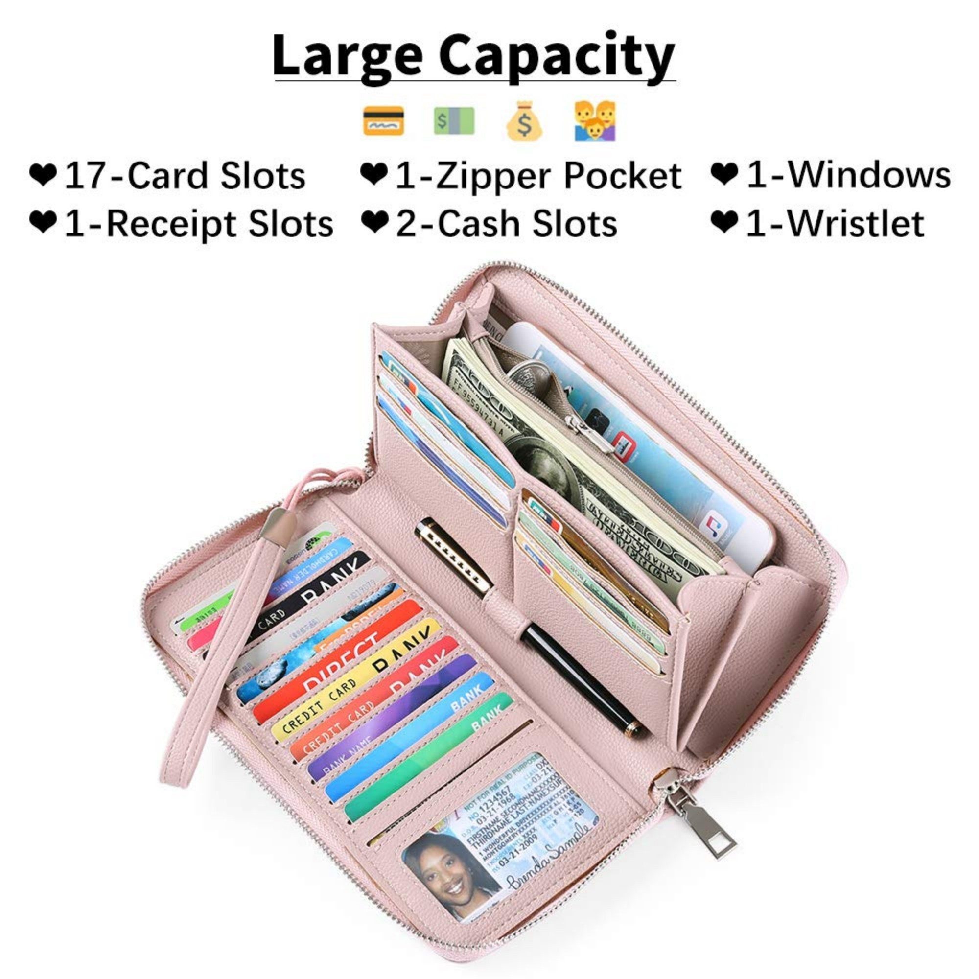 Forrlite Mini Geldbörse Geldbeutel Damen mit 18 Kartenfächer und Kleingeldf günstig online kaufen