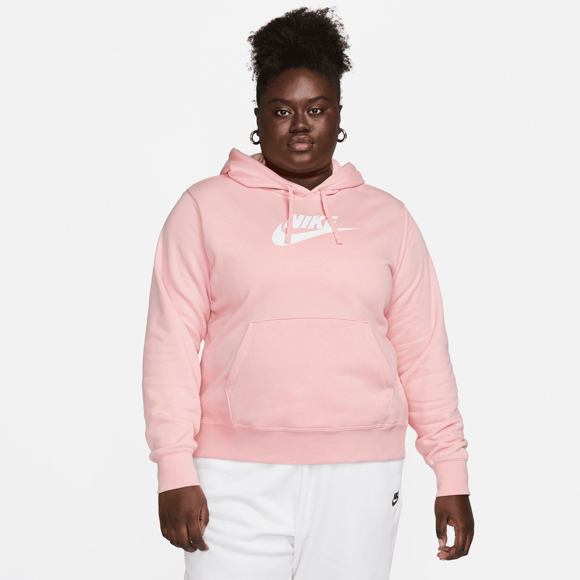 Nike Sportswear Kapuzensweatshirt Club Fleece Women's Pullover Hoodie (Plus Size) MED SOFT PINK/WHITE