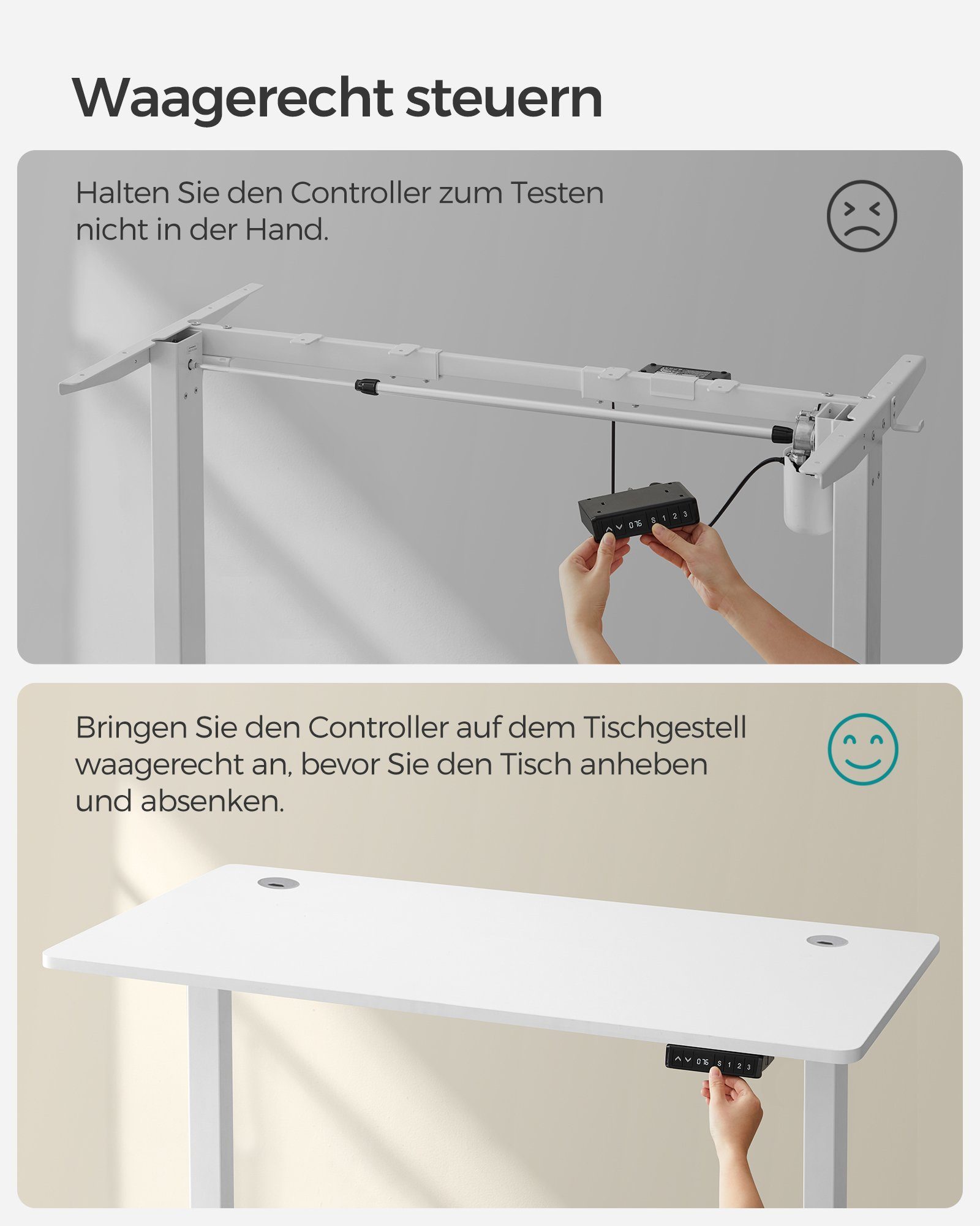 Bürotisch Weiß Schreibtisch | | elektrisch SONGMICS höhenverstellbar 120/140cm, Weiß USB Weiß