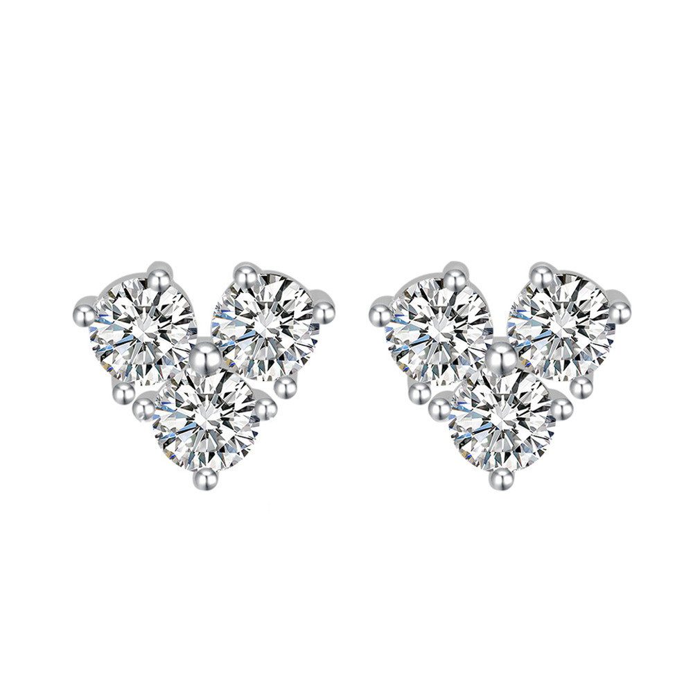 Paar Ohrstecker klassische Herz Ohrstecker, Moissanite, 925 Sterling Silber