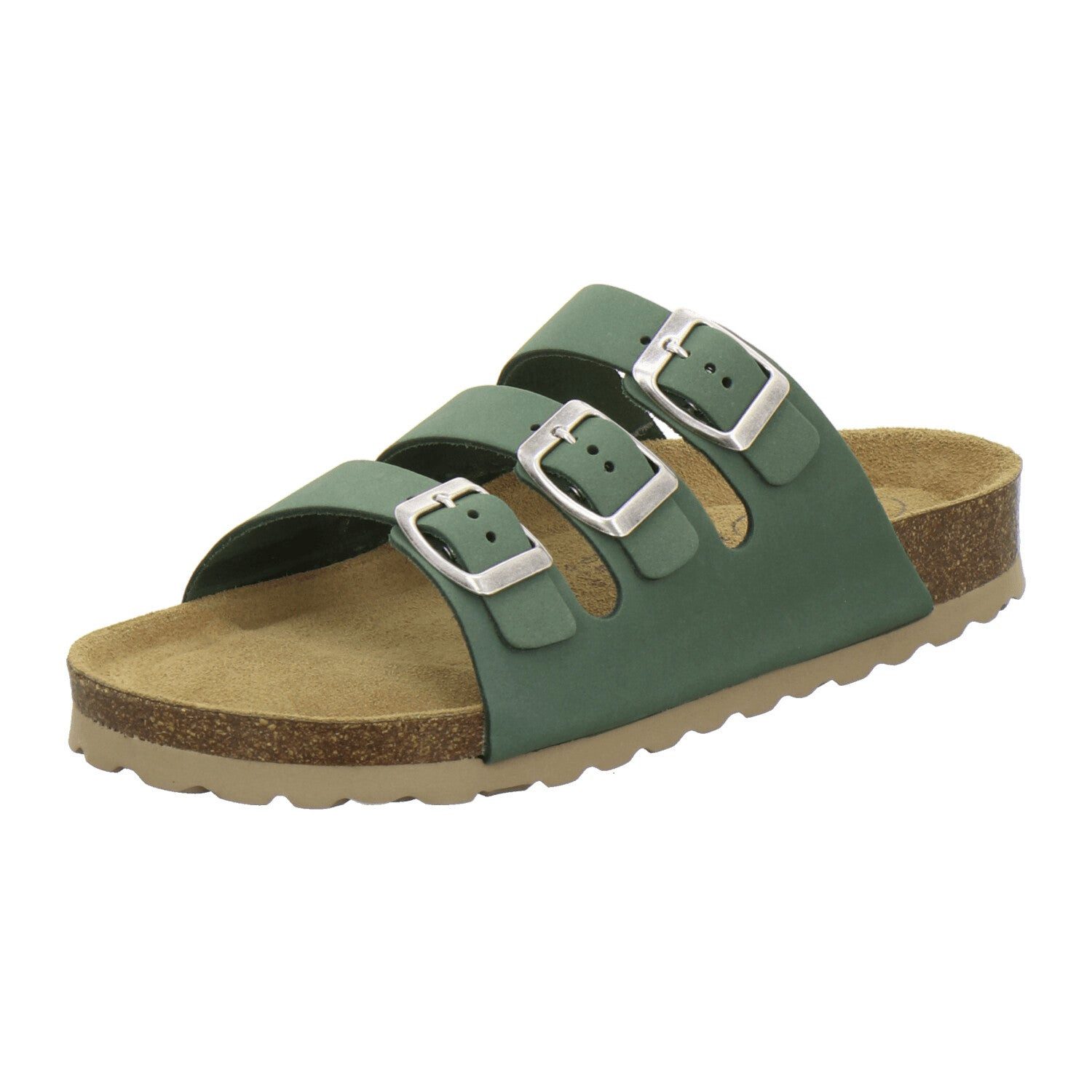 AFS-Schuhe Damen Dreischnaller Pantolette aus Nubukleder mit Fußbett, Made in Germany