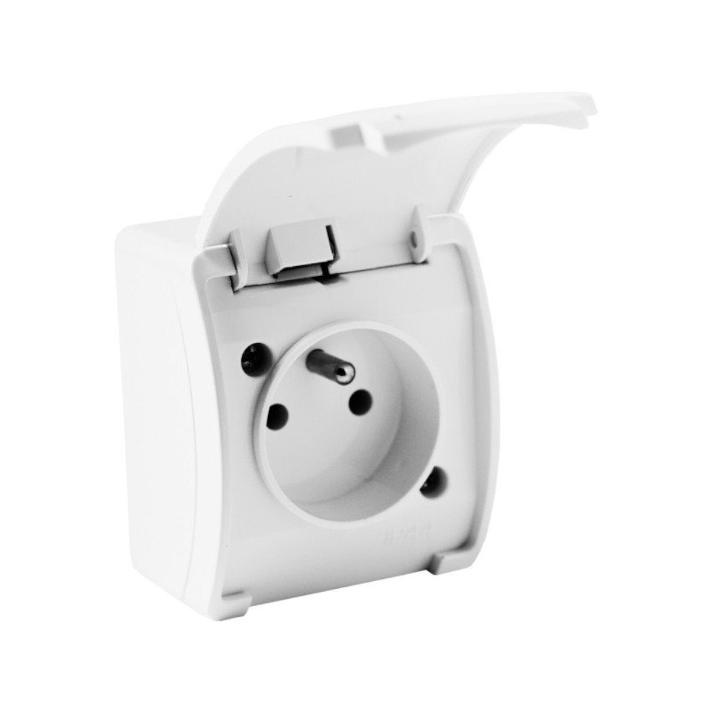 Doktorvolt Aufputz-Steckdose Aufputz Steckdose mit Erdungsstift 230V IP44 mit Schutzklape Aufputz, mit Klappe