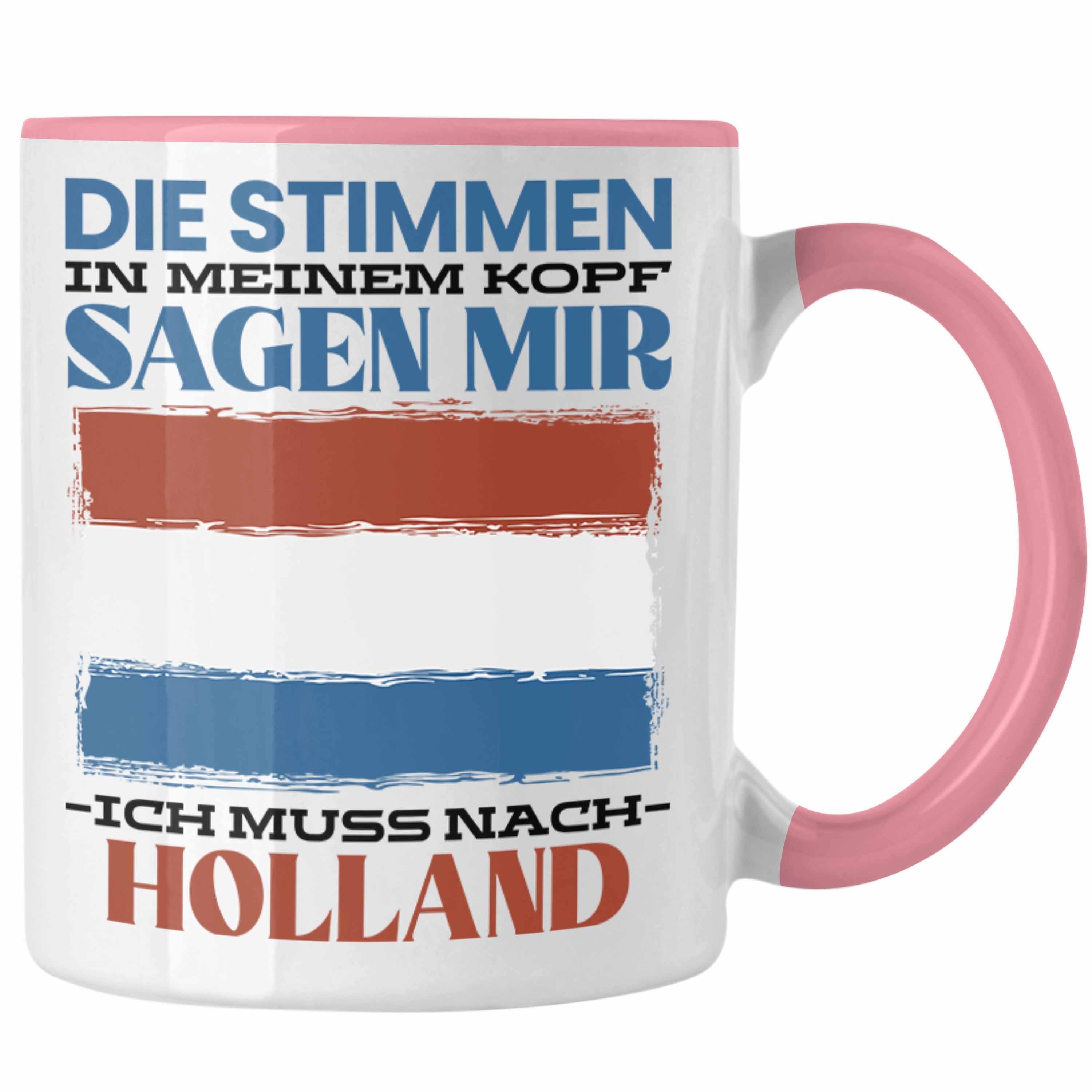 Trendation Holland G Spruch - Rosa Urlaub Geschenk Niederlande Tasse Tasse Heimat Trendation