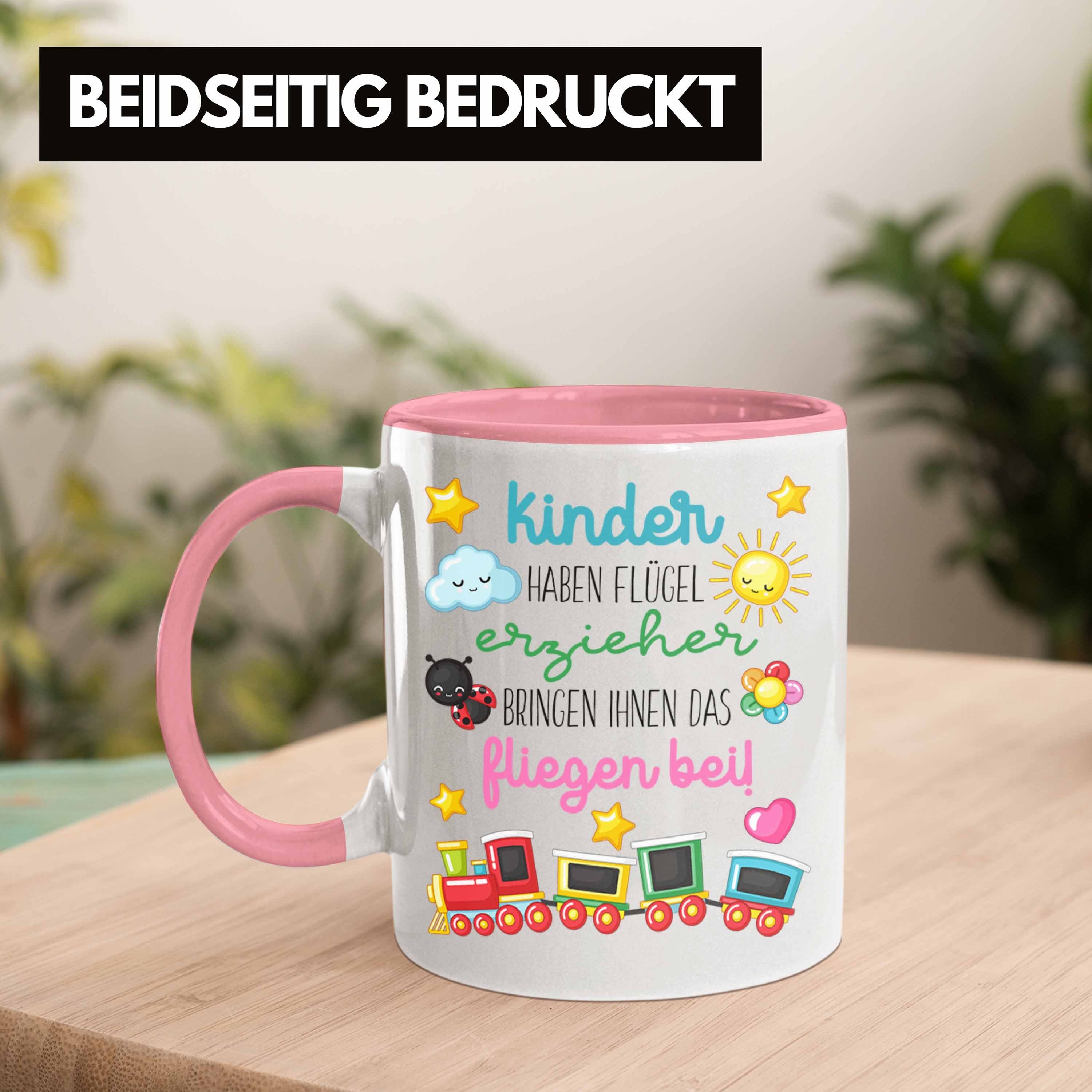 Rosa Abschiedsgeschenk Geschenk Beste Erzieherin - Flügel Tasse Dankeschön Danke Trendation Trendation Tasse Spruch Kindergärtnerin