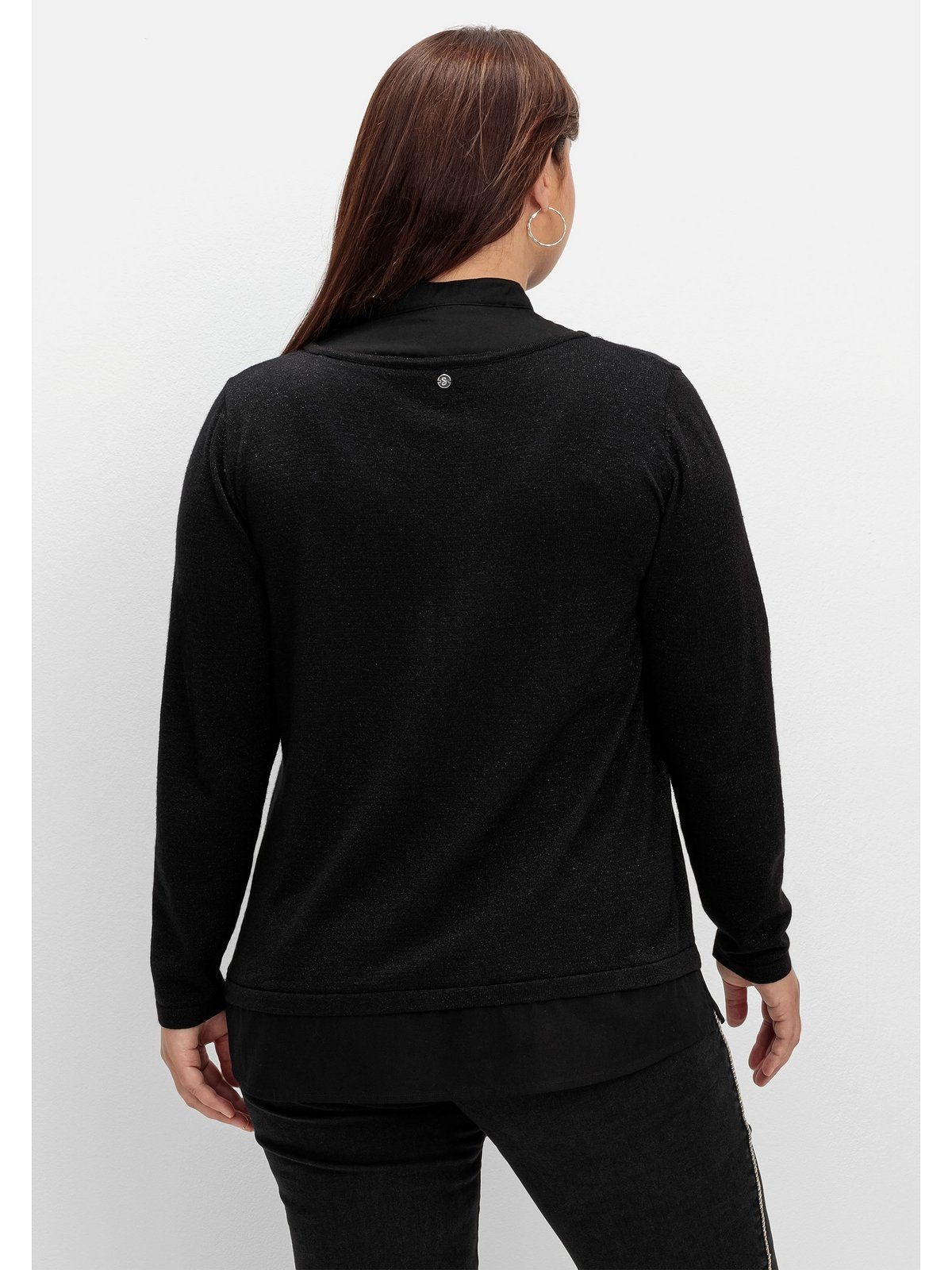 Sheego 2-in-1-Pullover Große Größen Effektgarn V-Ausschnitt und mit