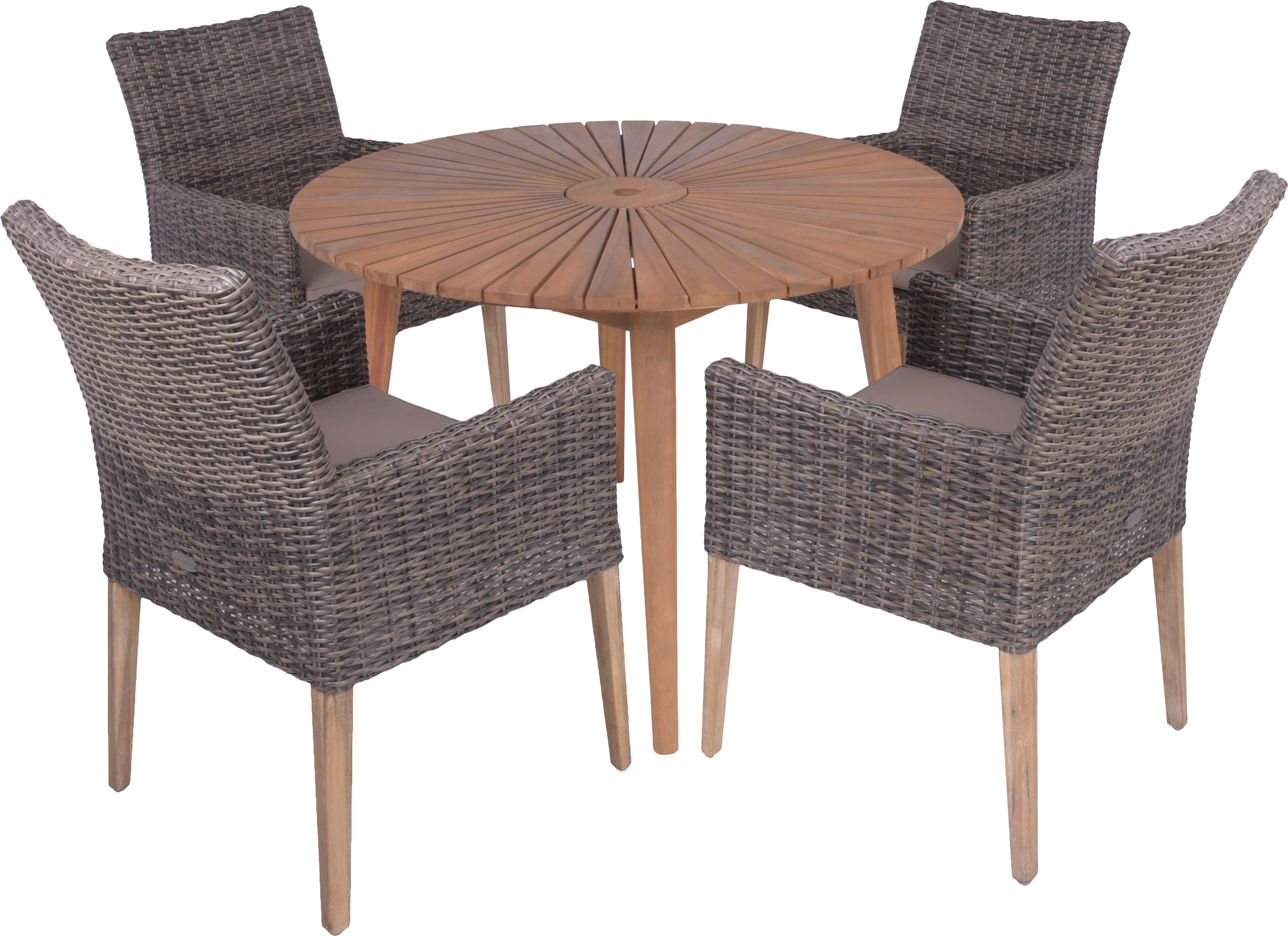 Garden Pleasure Garten-Essgruppe, Tischgruppe »FREMONT/NORVELL Set 01«, (Set), 4 Sessel, Tisch LxB: 110x110 cm, inkl Auflagen