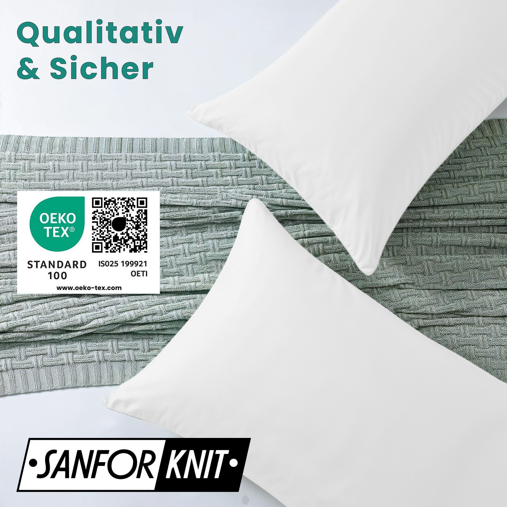 livessa Kissenbezug 2er Set Kissenbezug - Verdeckter Reißverschluss - Kopfkissenbezug, %100 Baumwolle Jersey Stoff 140 g/m², Ultra Weich und Atmungsaktiv