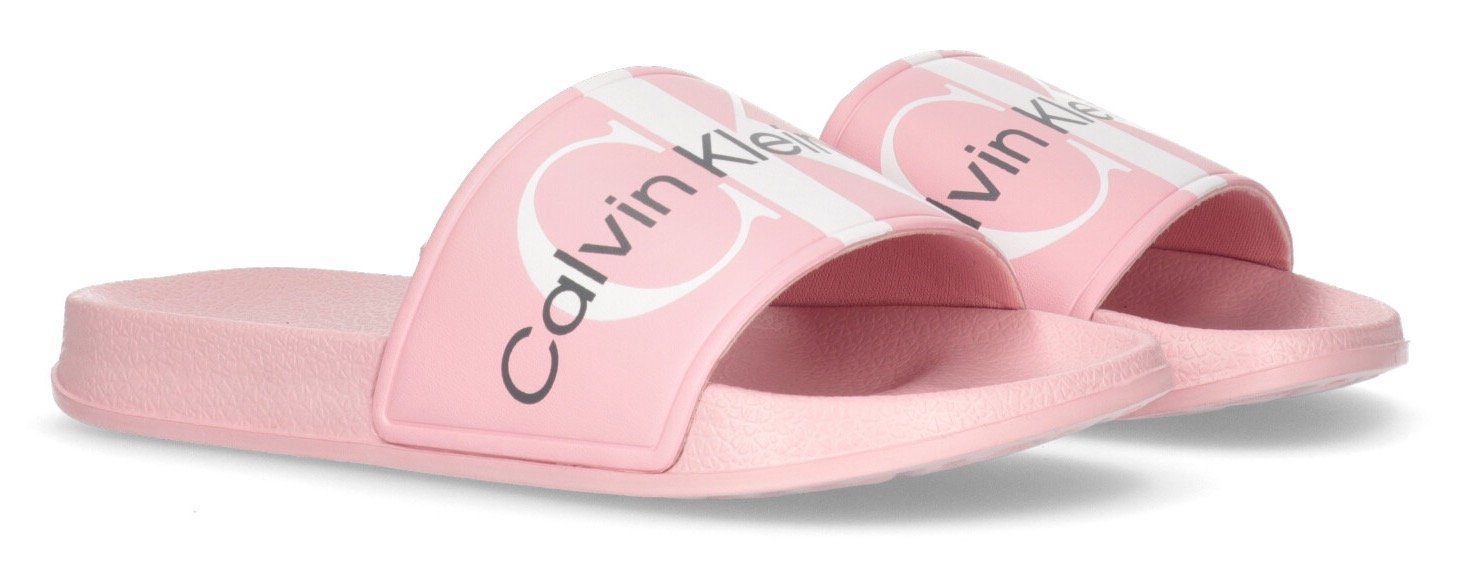 Calvin Klein Jeans LOGO POOL SLIDE Badesandale, Sommerschuh, Schlappen, Badeschuh, Poolslides in modischer Optik