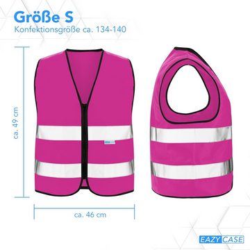 EAZY CASE Warnweste Kinder Warnweste Reißverschluss Reflektierende Kleidung für Kinder Warnweste Straße, Größe S in Pink