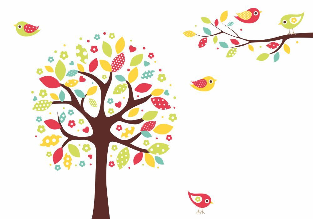 nikima Wandtattoo 038 Wandtattoo bunter Baum - Größe 1750 x 1225 mm (PVC-Folie)