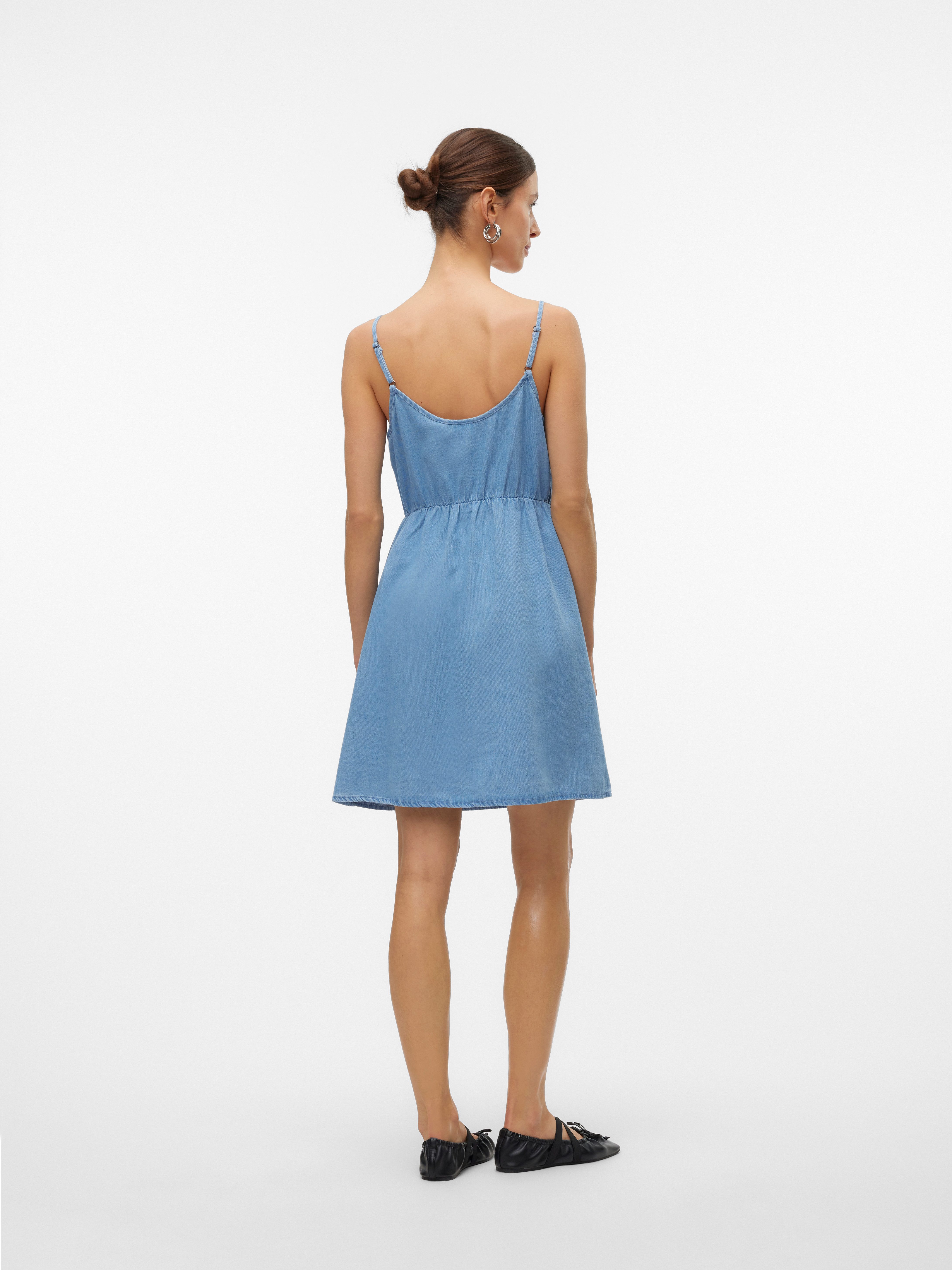 Vero Moda Jeanskleid VMFLICKA STRAP SHORT DRESS LCS Baumwolle, regular fit, verstellbare Träger