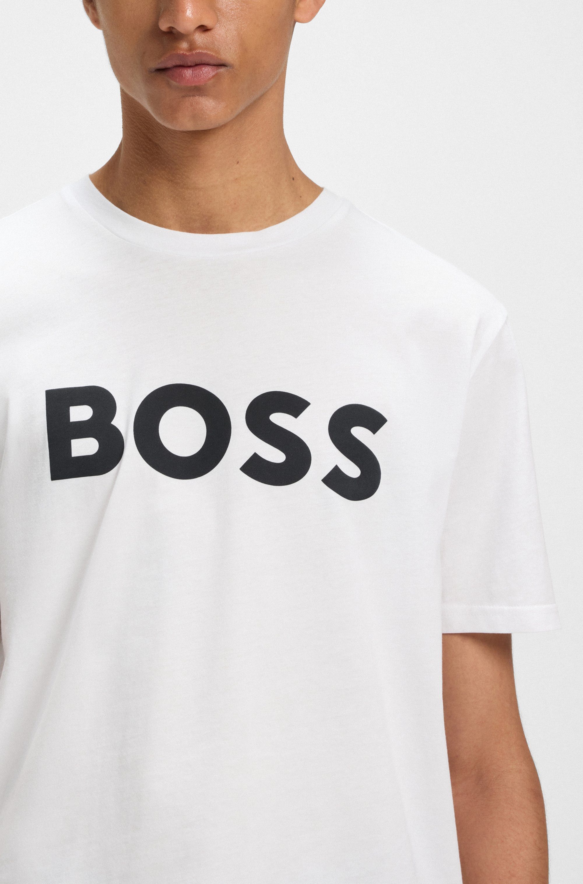 BOSS ORANGE T-Shirt Thinking mit großem BOSS Druck auf der Brust