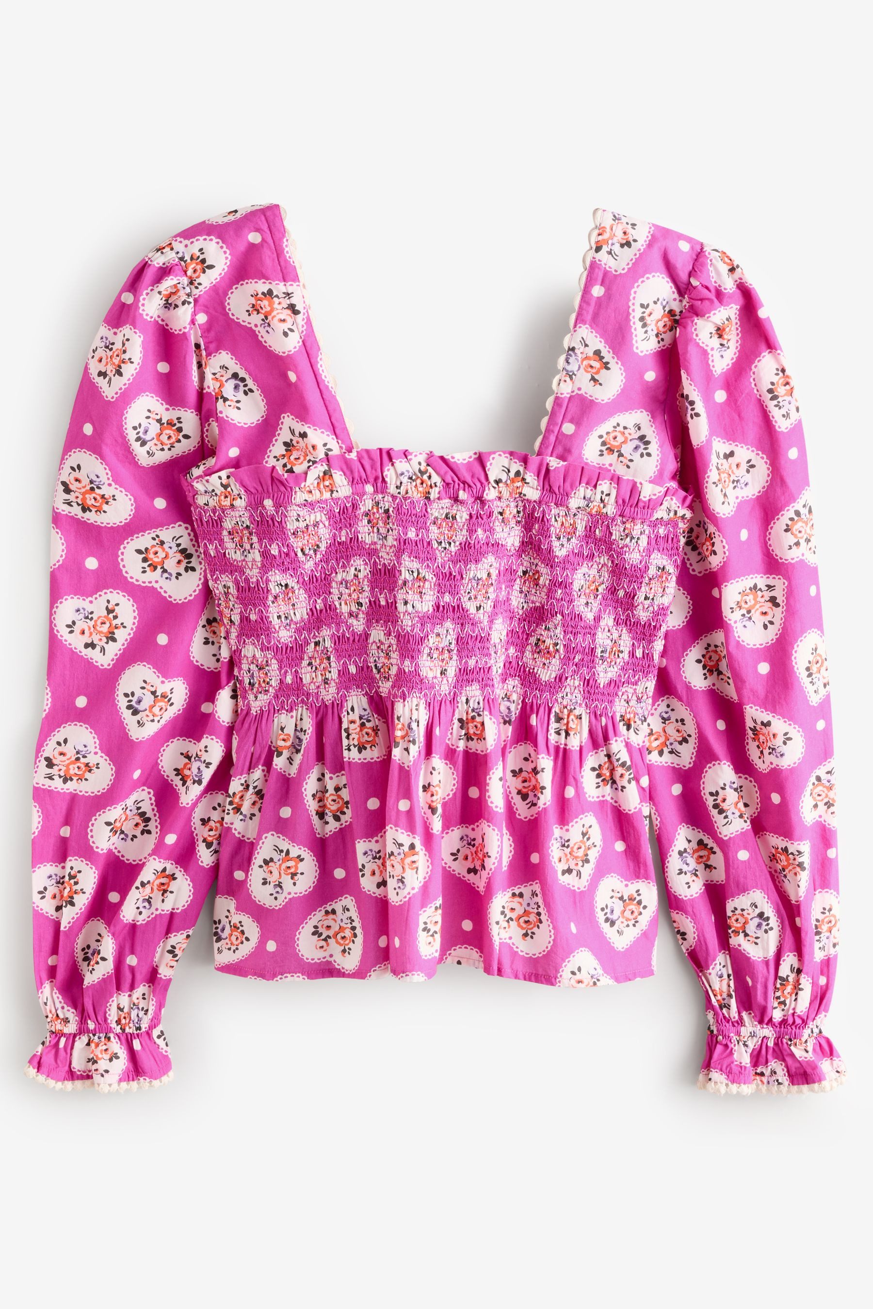 Cath Kidston Rüschenbluse Cath Kidston gesmokte Bluse aus 100 % Baumwolle (1-tlg)