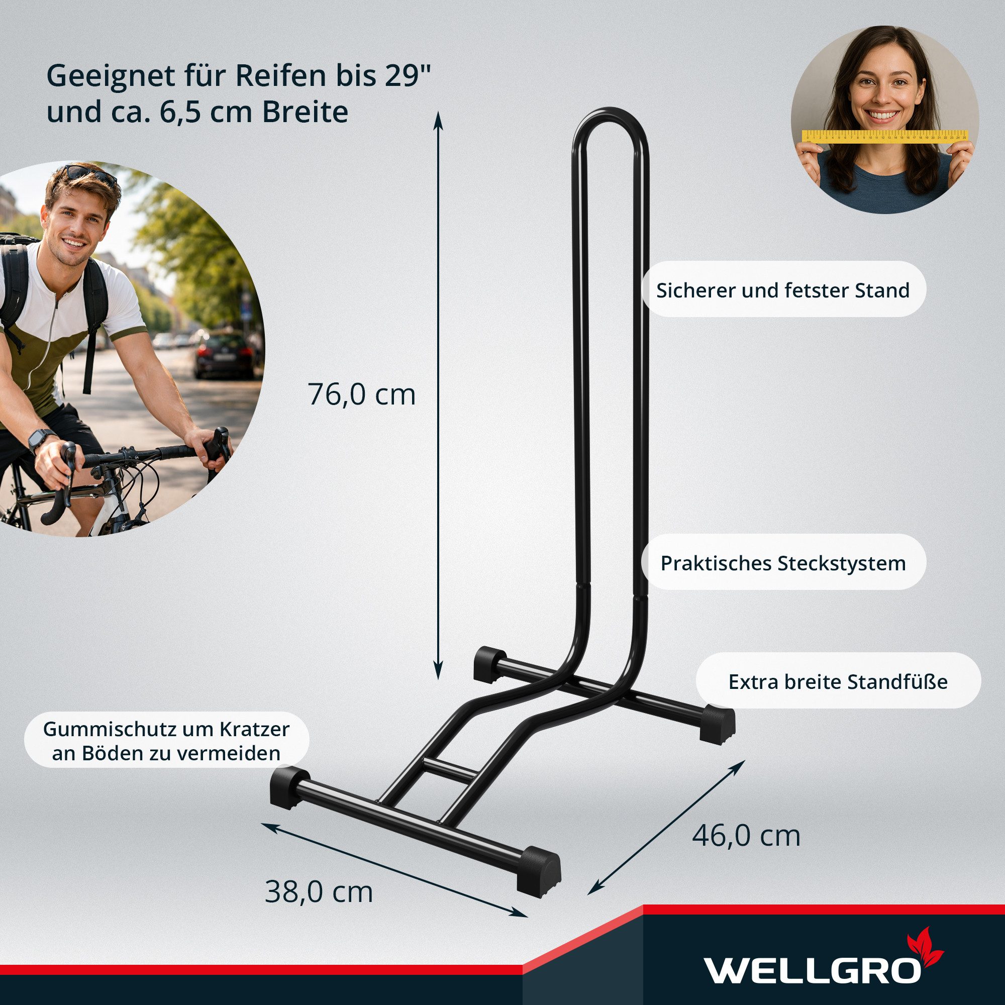Wellgro Fahrradhalter 2 x Fahrradständer - Fahrradhalter - Stahl - sicherer Stand