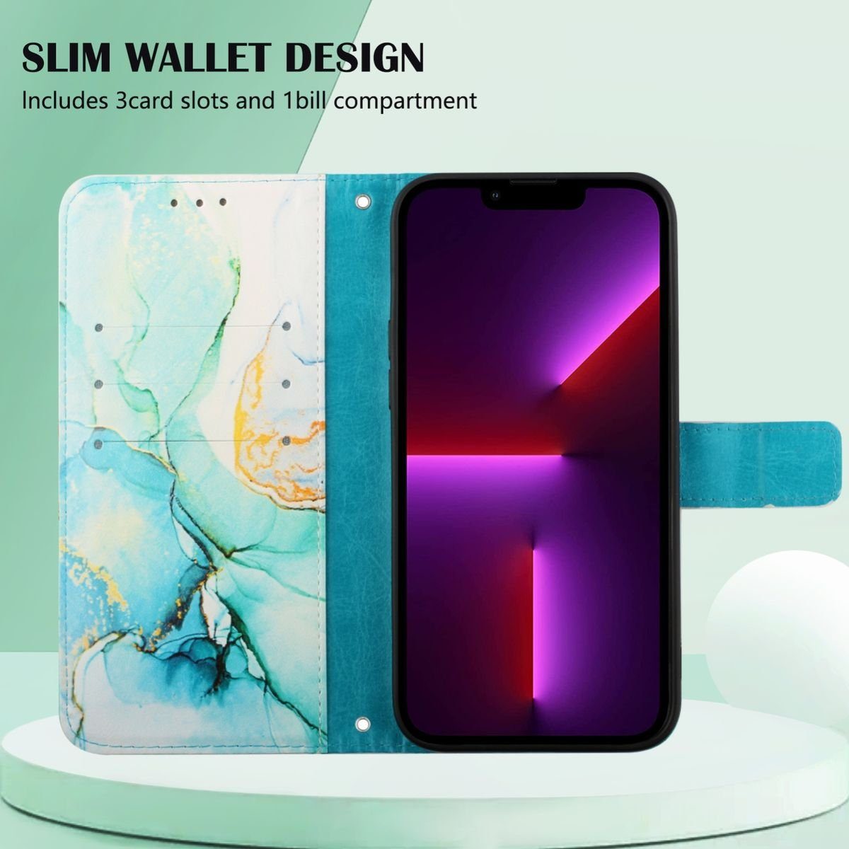König Design Handyhülle Apple iPhone 13, Schutzhülle Schutztasche Case Cover Etuis Wallet Klapptasche Bookstyle