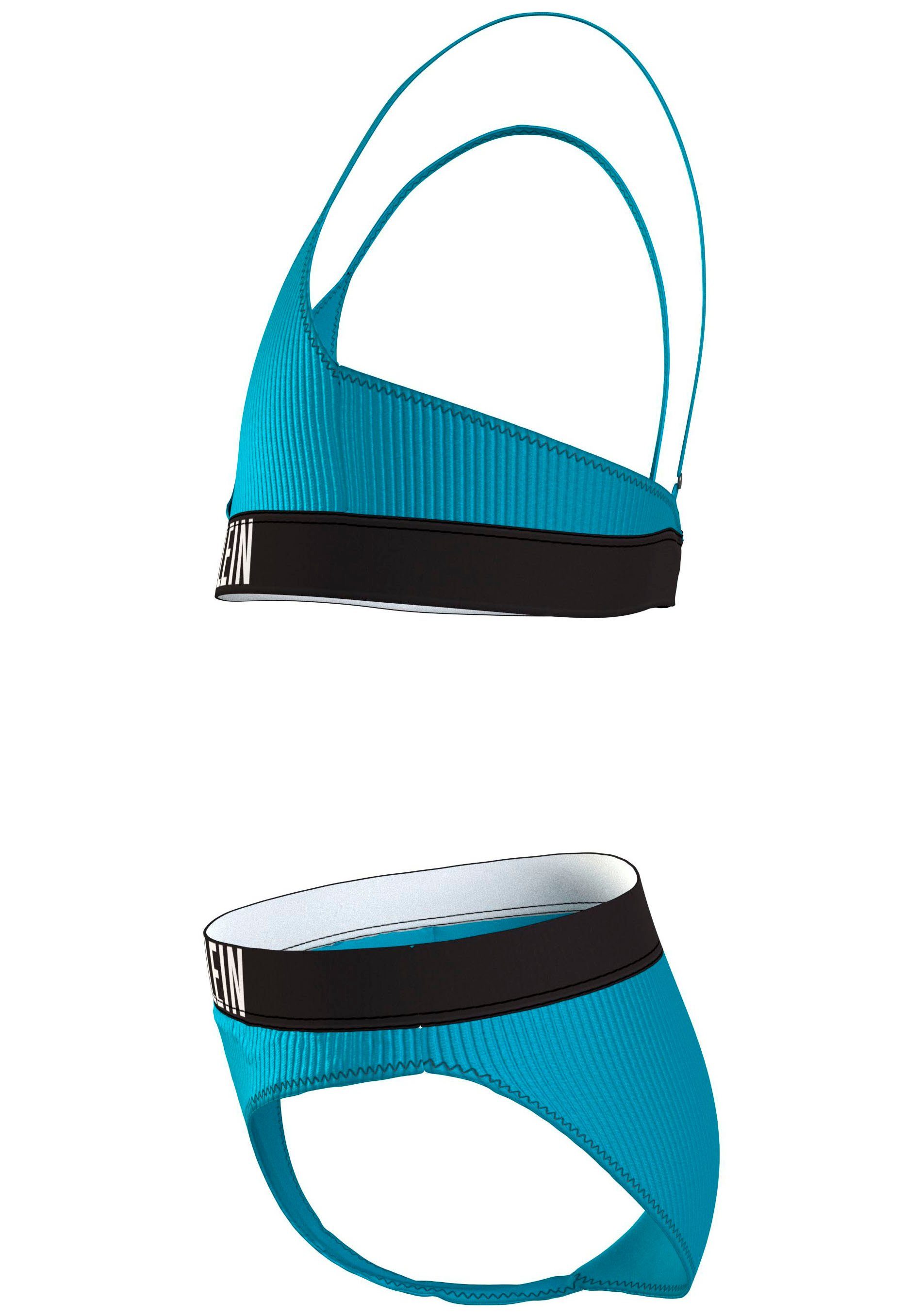 SET Blue_Tide Klein Calvin (2-St) TRIANGLE Swimwear Triangel-Bikini Markenlabel mit BIKINI CROSSOVER