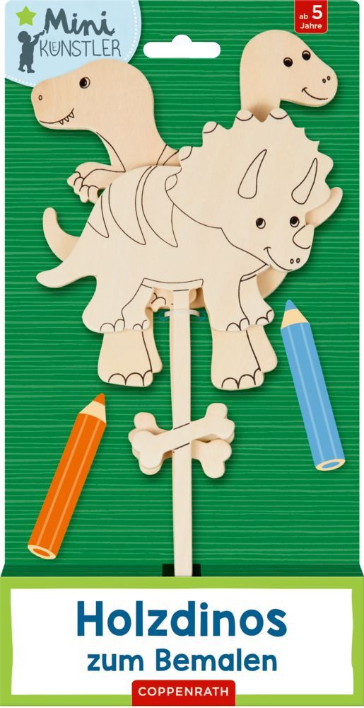 Coppenrath Notizbuch Holzdinos zum Bemalen Tyrannosaurus, Triceratops, Brachiosaurus